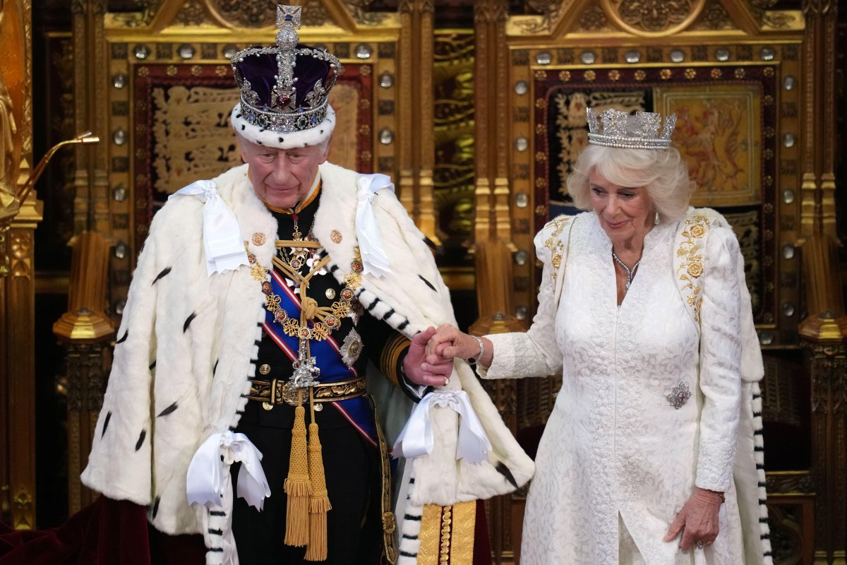 King Charles III and Queen Camilla attend the State Opening of Parliament on May 13, 2026 (Kirsty Wigglesworth/PA Images/Alamy)