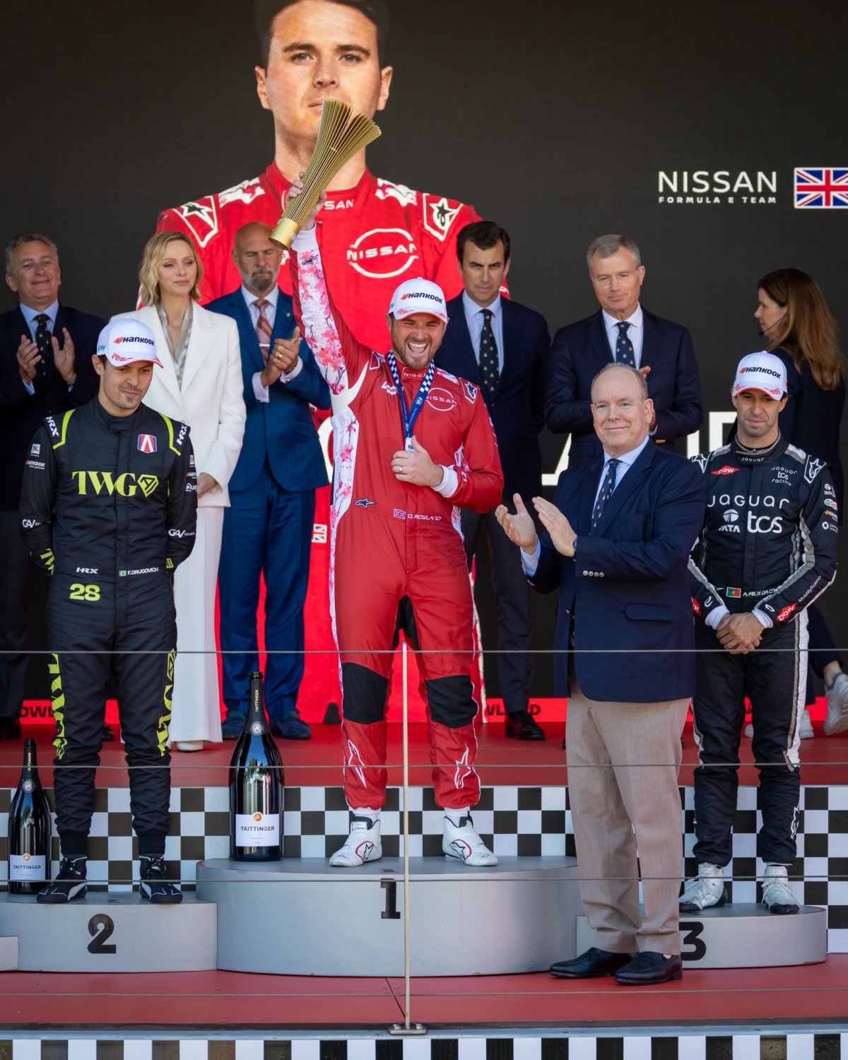 The Prince and Princess of Monaco attend the Monaco E-Prix 2026 race on May 17, 2026 (Michaël Alesi/Frédéric Nebinger/Palais Princier de Monaco)