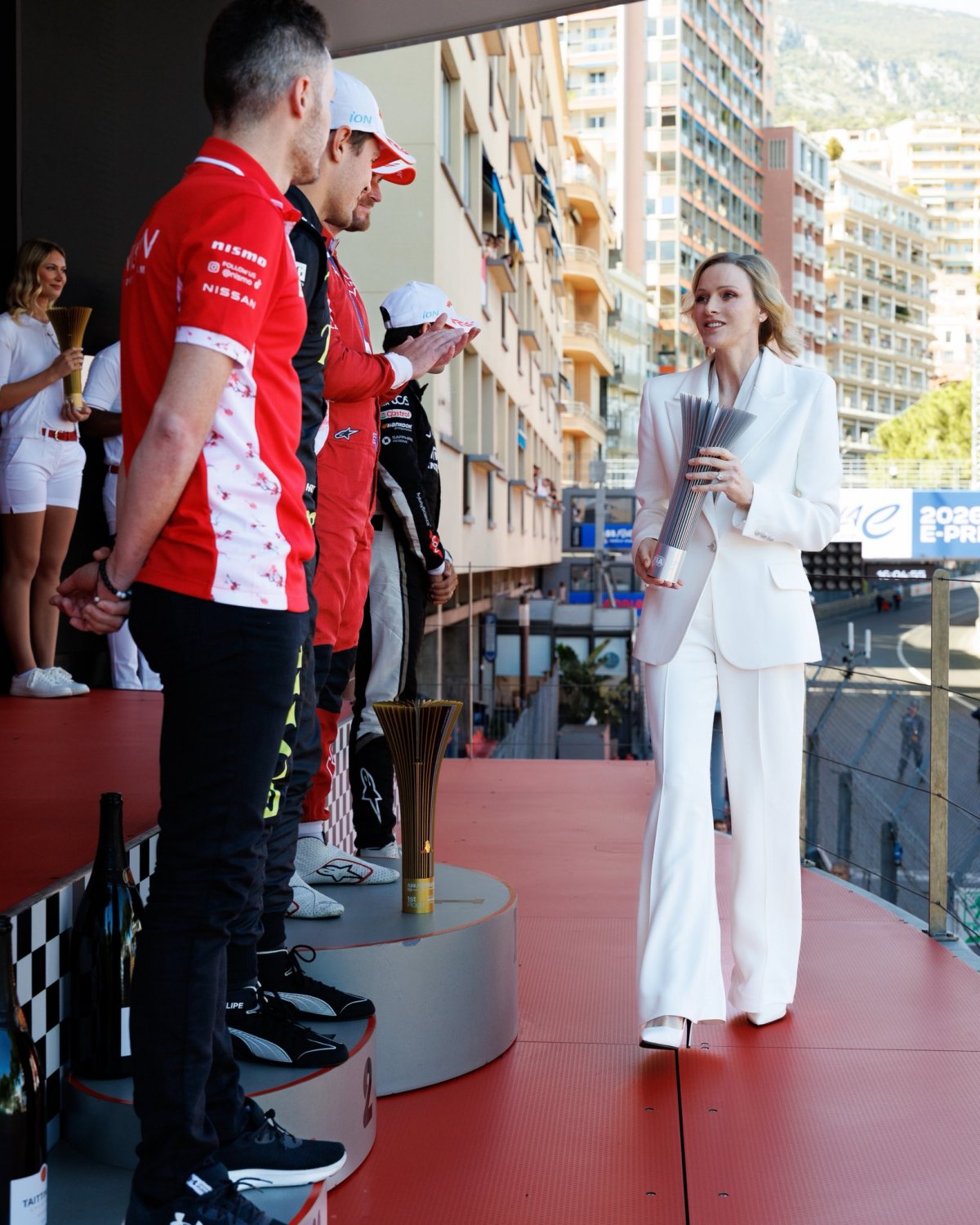 The Prince and Princess of Monaco attend the Monaco E-Prix 2026 race on May 17, 2026 (Michaël Alesi/Frédéric Nebinger/Palais Princier de Monaco)