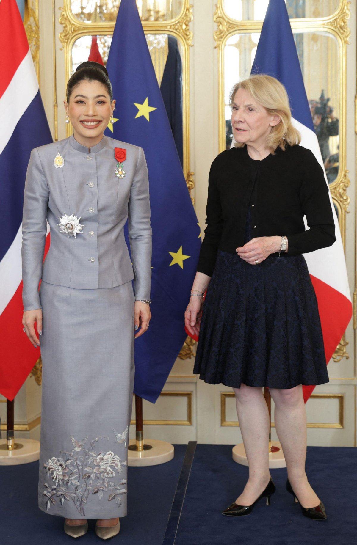 Princess Sirivannavari of Thailand receives the insignia of a Grand Officer of the Legion d'Honneur during a ceremony at the Ministry of Culture's Salon des Maréchaux in Paris on May 22, 2026 (Alain Guizard/Abaca Press/Alamy)