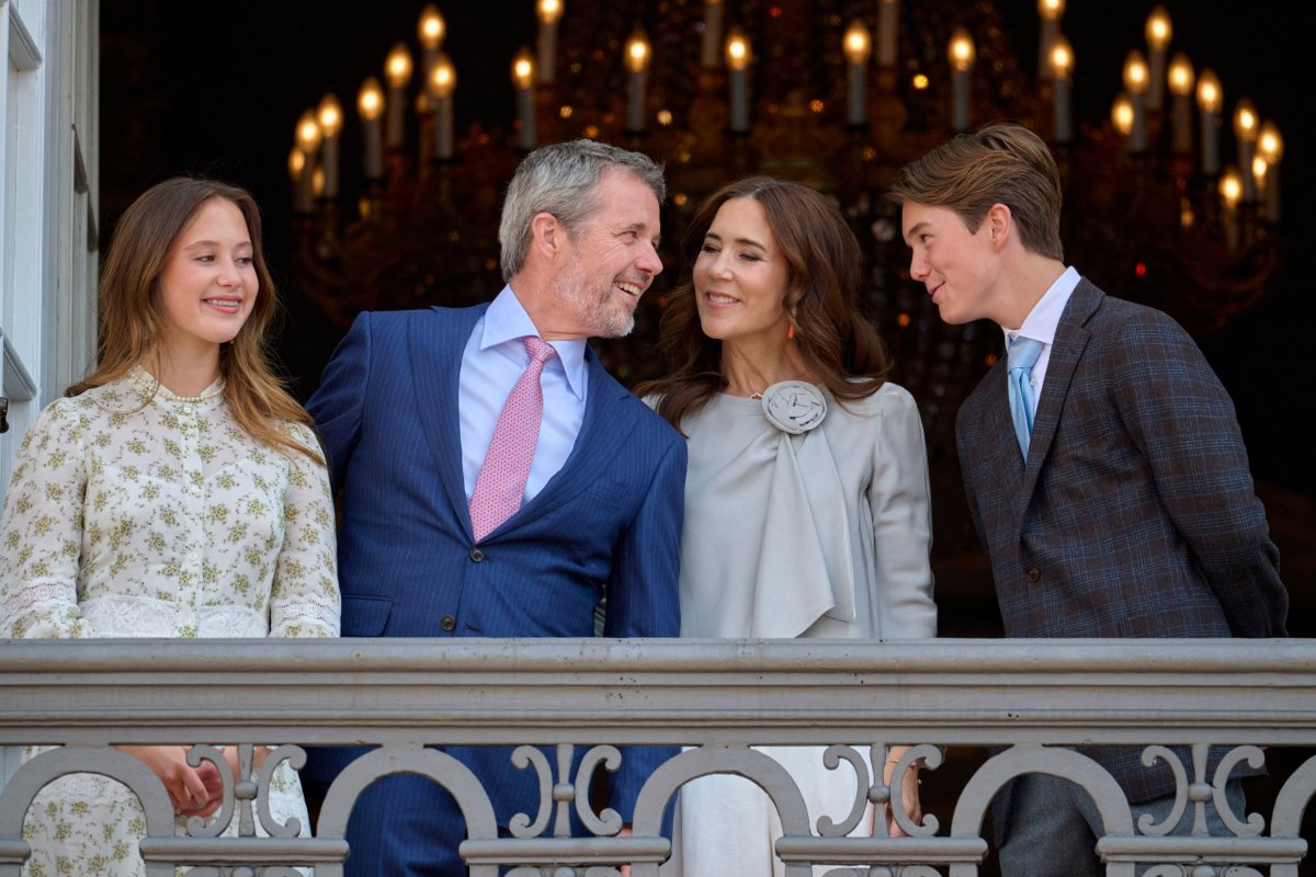 The King and Queen of Denmark, with Prince Vincent and Princess Josephine, celebrate his 58th birthday at Amalienborg in Copenhagen on May 26, 2026 (Stefan Lindblom/TT News Agency/Alamy)