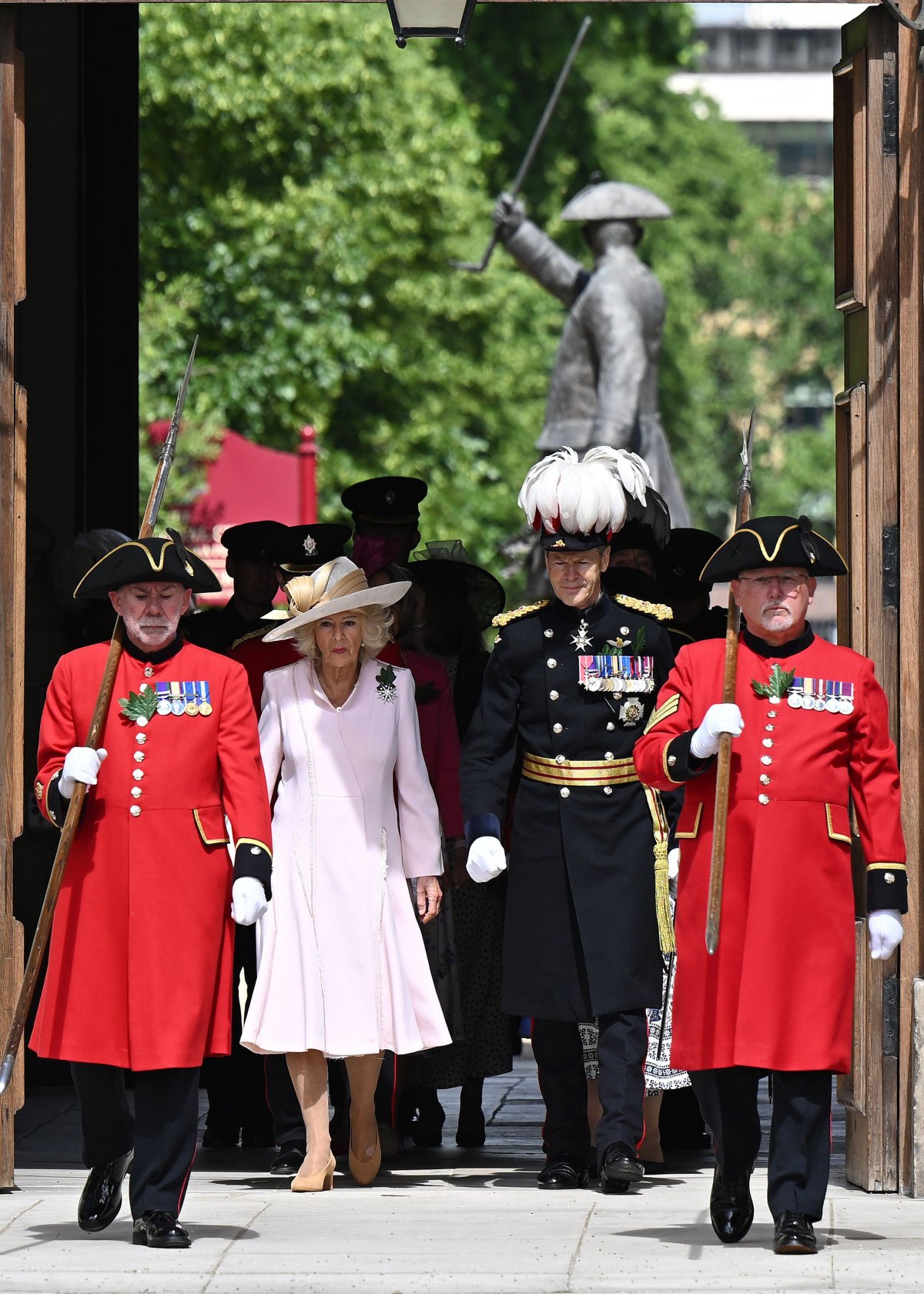 Queen Camilla attends the Chelsea Pensioners Founder's Day at Royal Hospital Chelsea in London on June 4, 2026 (Leon Neal/PA Images/Alamy)