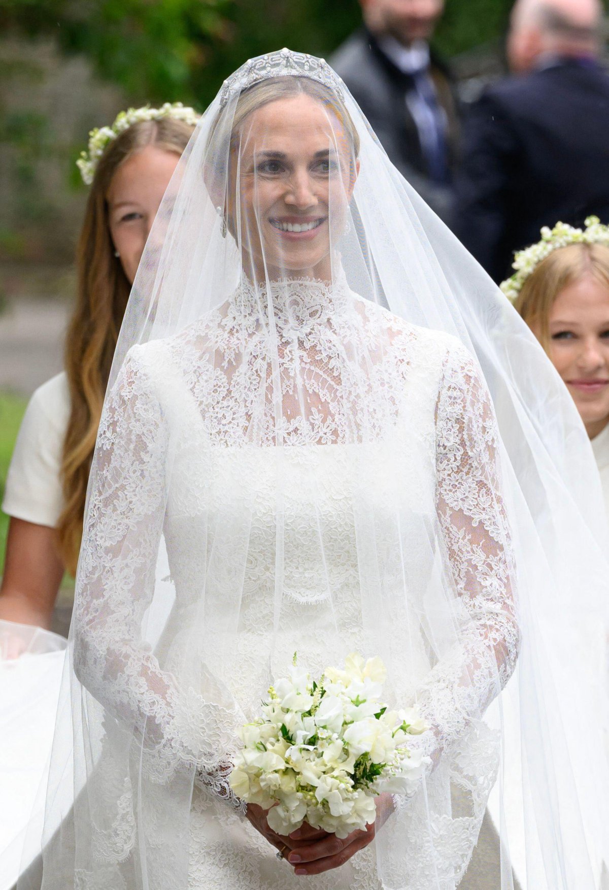 Harriet Sperling arrives for her wedding to Peter Phillips at All Saints' Church in Kemble on June 6, 2026 (Doug Peters/Alamy)