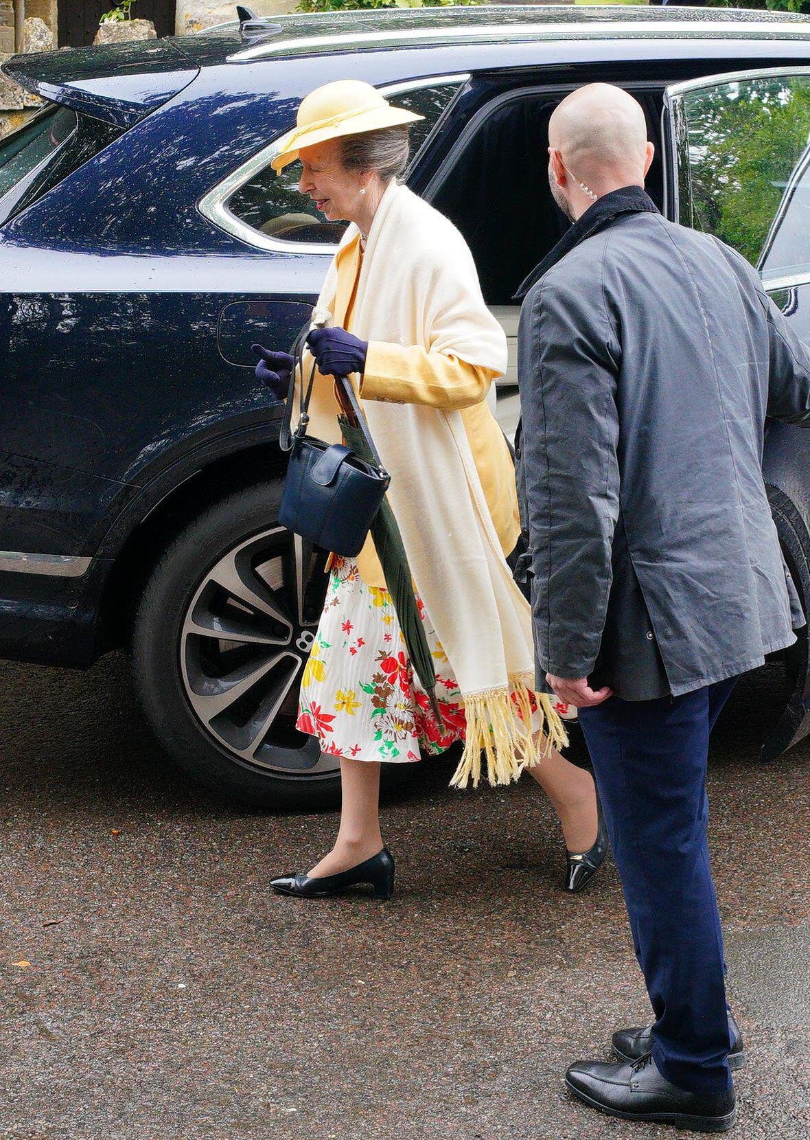 The Princess Royal attends the wedding of her son, Peter Phillips, and Harriet Sperling at All Saints' Church in Kemble on June 6, 2026 (Ben Birchall/PA Images/Alamy)