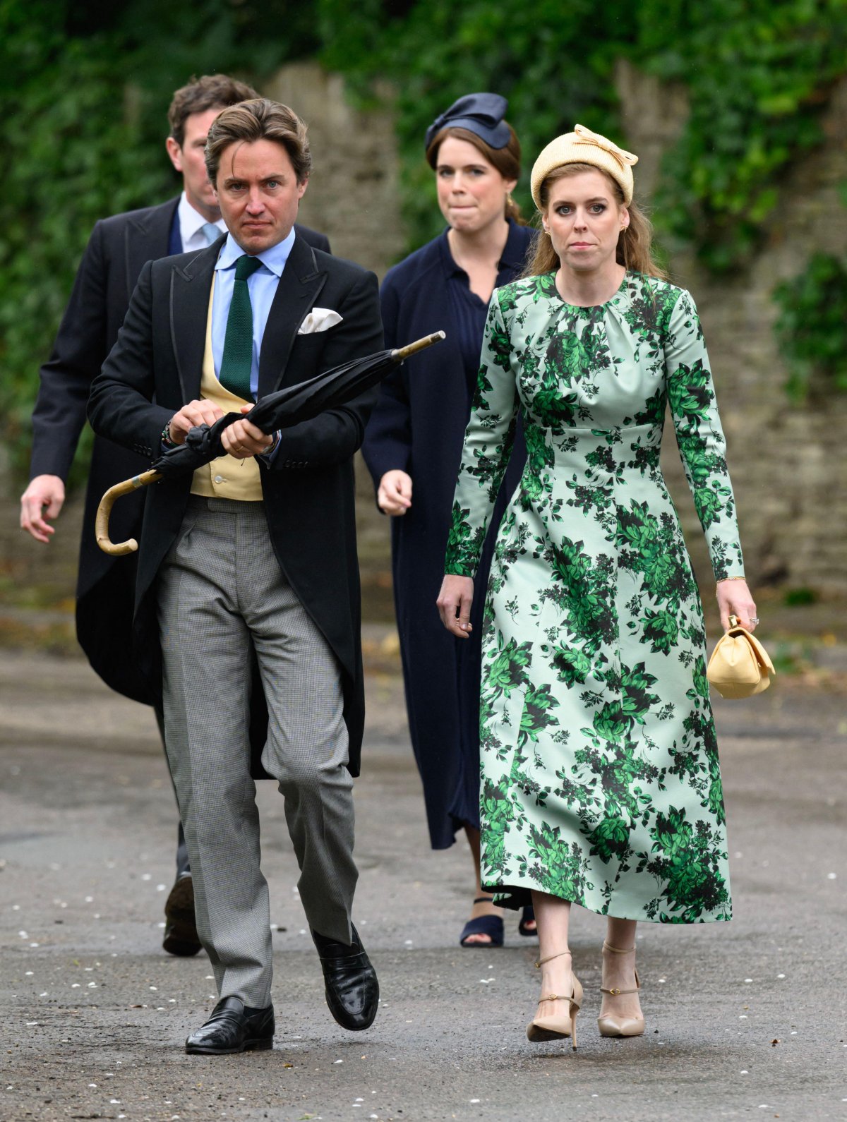 Edoardo Mapelli Mozzi, Princess Beatrice, Jack Brooksbank, and Princess Eugenie attend the wedding of Peter Phillips and Harriet Sperling at All Saints' Church in Kemble on June 6, 2026 (Doug Peters/Alamy)