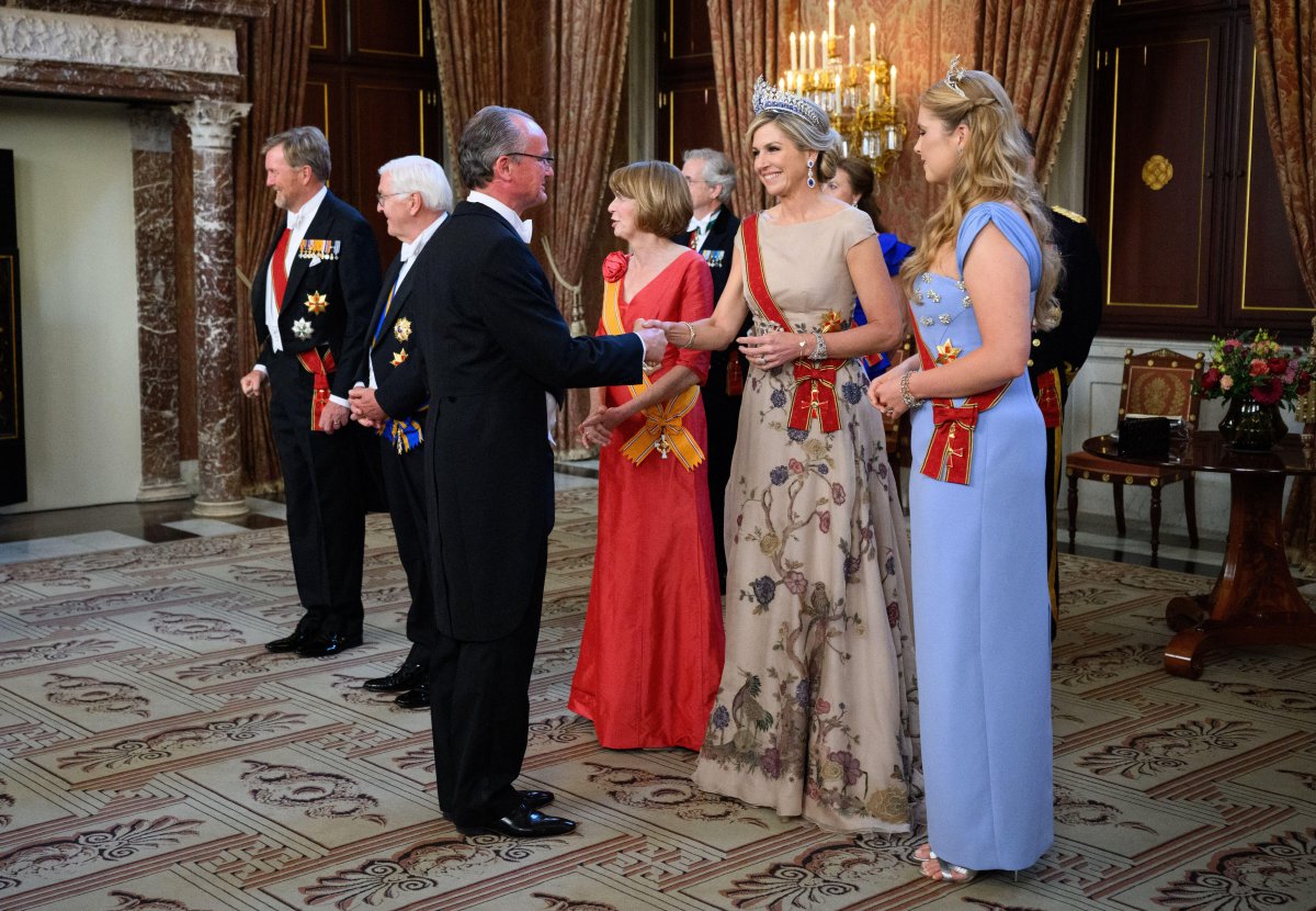 The King and Queen of the Netherlands, with the Princess of Orange and Prince Constantijn, host a state banquet for the visiting President of Germany at the Royal Palace in Amsterdam on June 9, 2026 (Bernd von Jutrczenk/DPA Picture Alliance/Alamy)