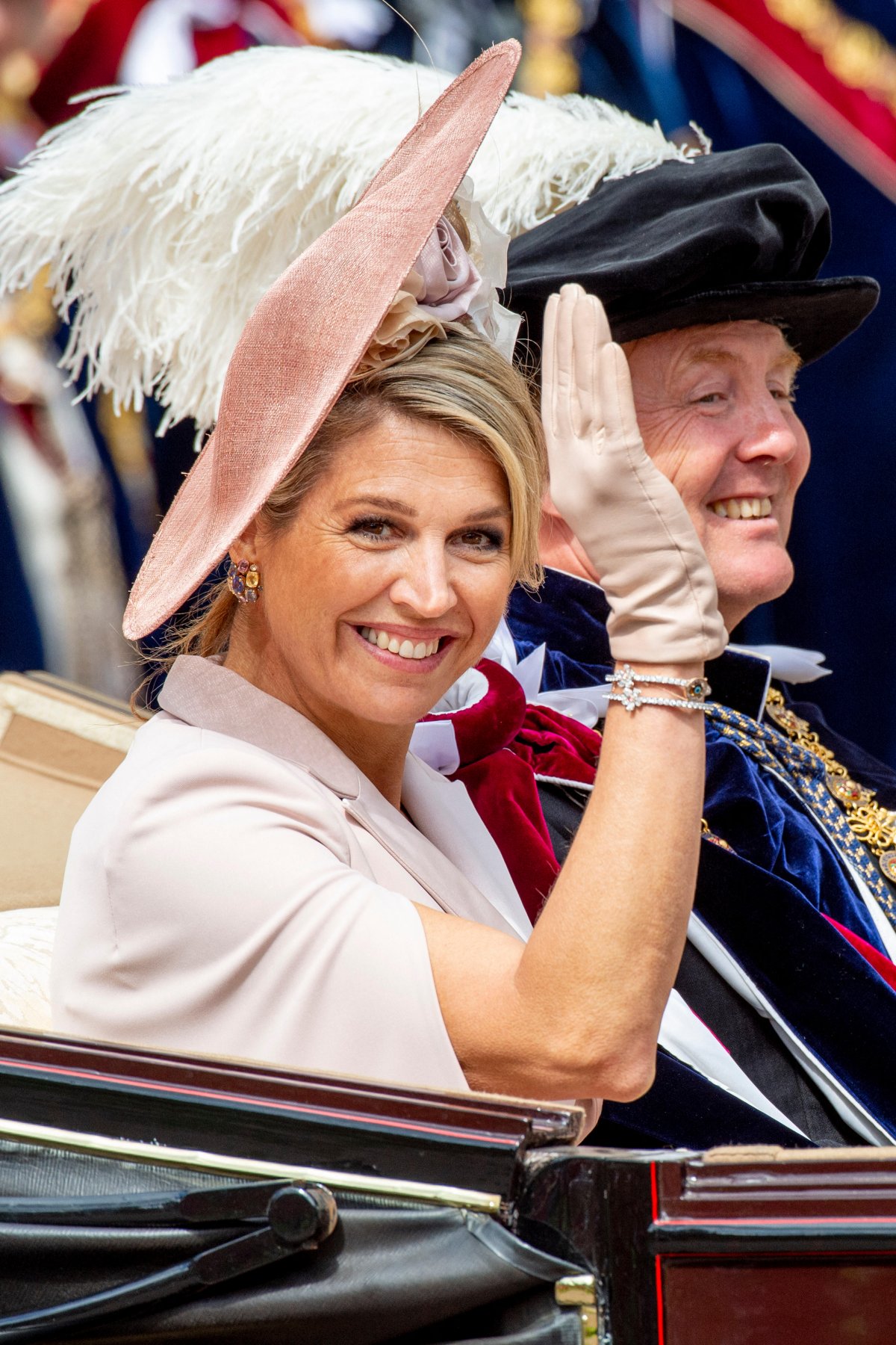 The King and Queen of the Netherlands attend the Order of the Garter service in Windsor on June 17, 2019 (Patrick van Katwijk/DPA Picture Alliance/Alamy)