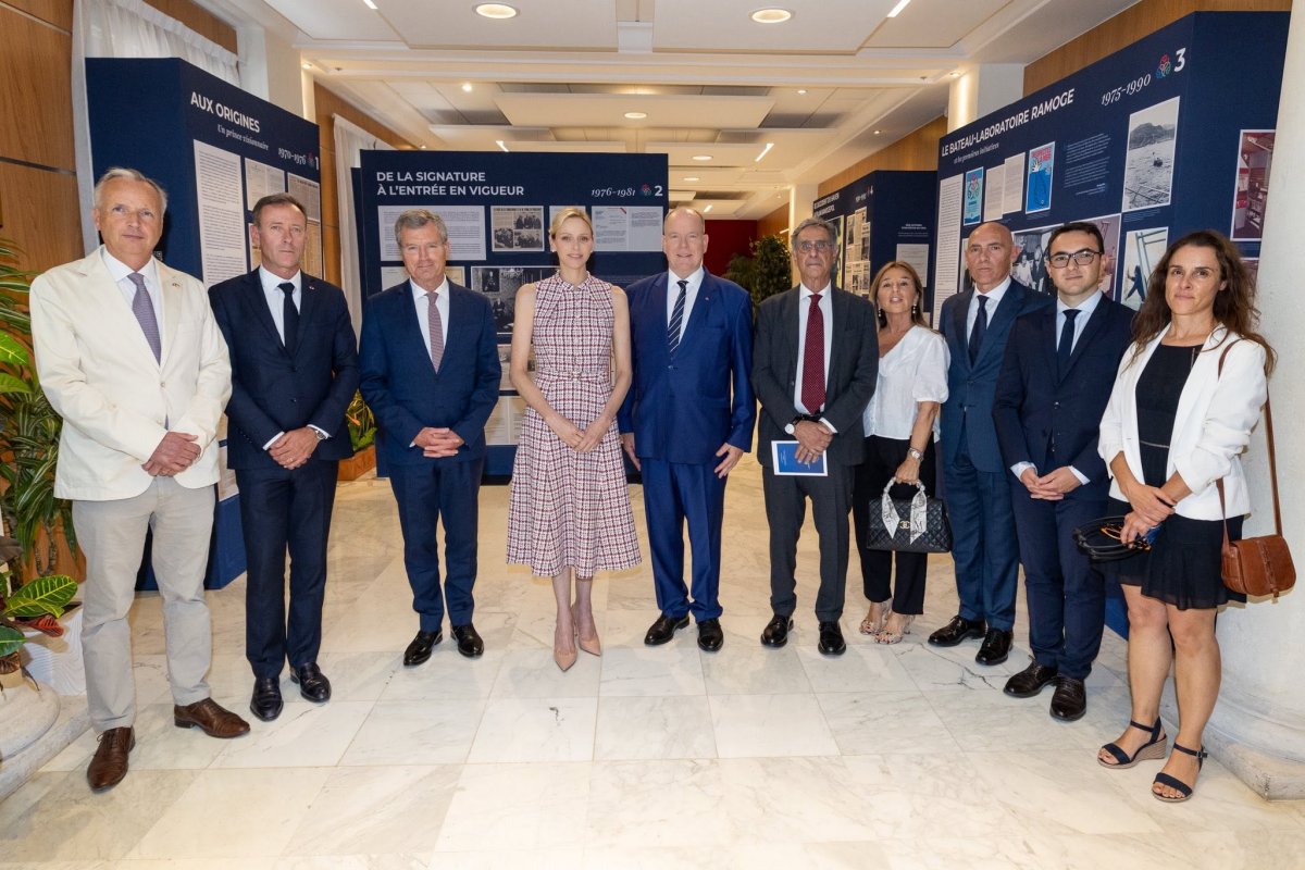 The Prince and Princess of Monaco open the exhibition "Preserving the Mediterranean" to mark the 50th anniversary of the RAMOGE Agreement on June 26, 2026 (Frédéric Nebinger/Palais Princier de Monaco)