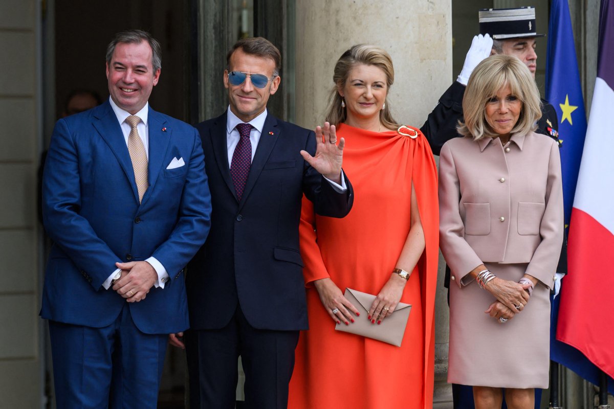The Grand Duke and Grand Duchess of Luxembourg arrive at the Élysée Palace in Paris on July 1, 2026 (Julien Mattia/Le Pictorium/Alamy)