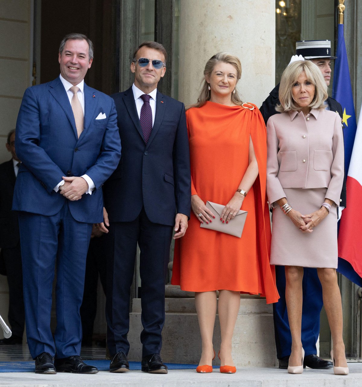 The Grand Duke and Grand Duchess of Luxembourg arrive at the Élysée Palace in Paris on July 1, 2026 (Raphael Lafargue/Abaca Press/Alamy)