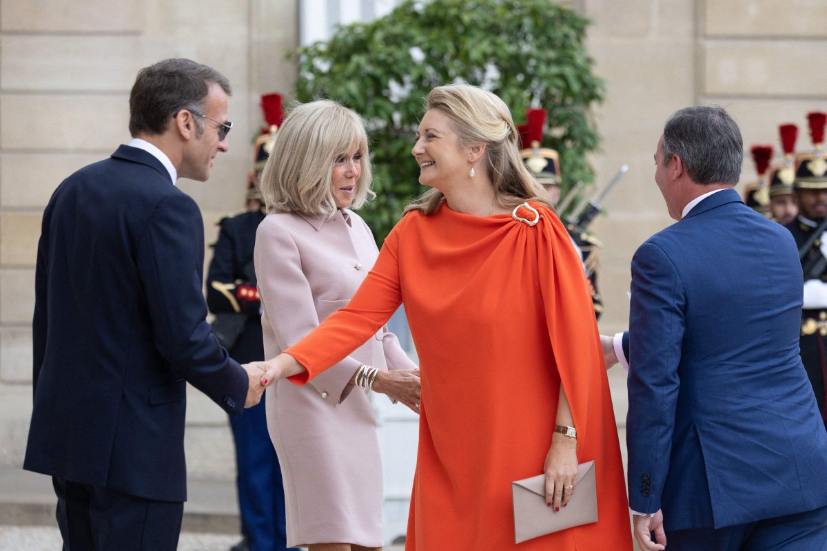 The Grand Duke and Grand Duchess of Luxembourg arrive at the Élysée Palace in Paris on July 1, 2026 (Raphael Lafargue/Abaca Press/Alamy)