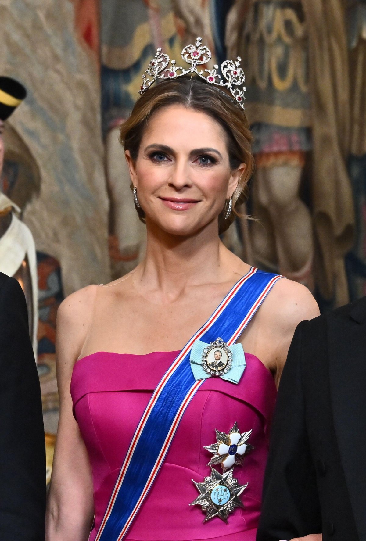 Princess Madeleine of Sweden attends a state banquet in honor of the visiting President of Iceland at the Royal Palace in Stockholm on May 6, 2025 (Claudio Bresciani/TT News Agency/Alamy)