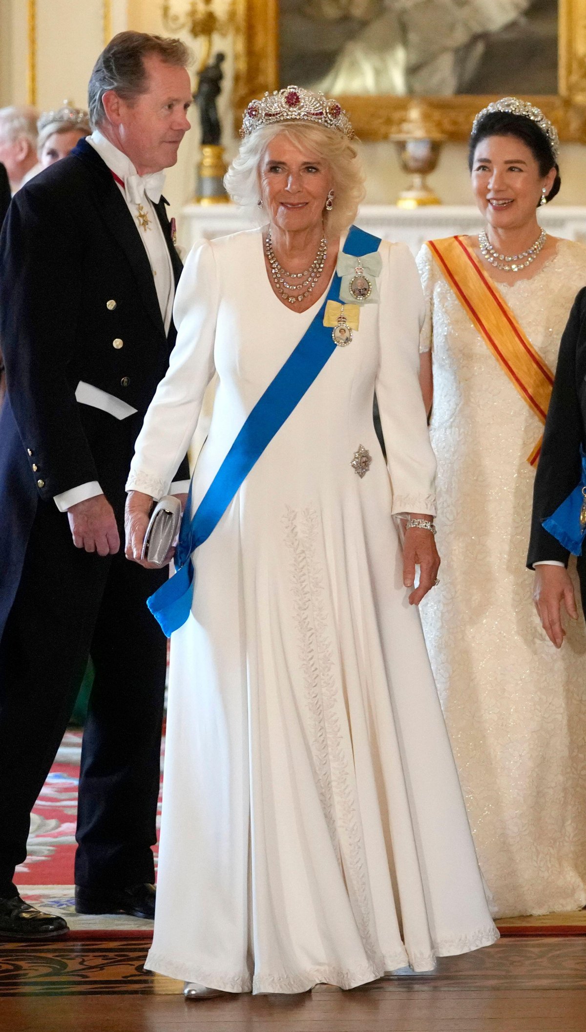 King Charles III and Queen Camilla host a state banquet for the visiting Emperor and Empress of Japan at Buckingham Palace on June 25, 2024 (Kirsty Wigglesworth/PA Images/Alamy)