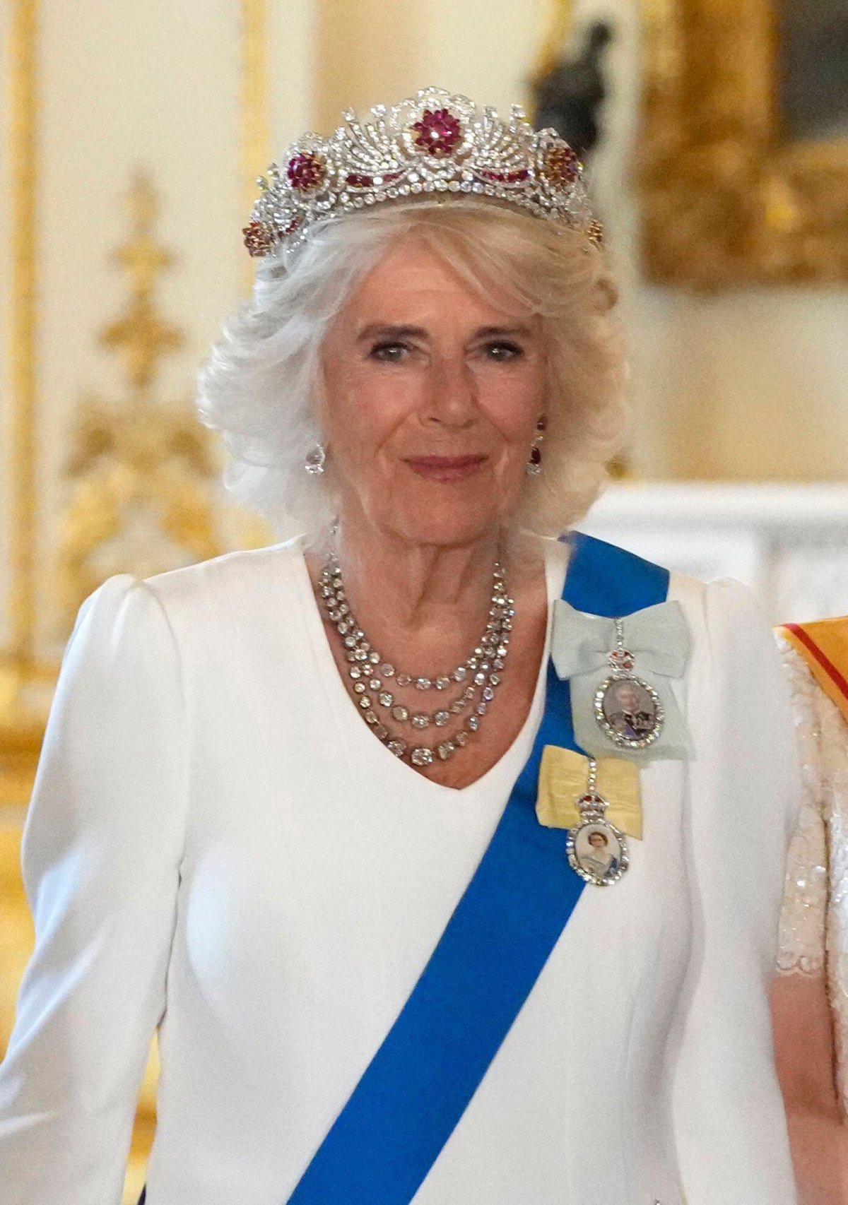 King Charles III and Queen Camilla host a state banquet for the visiting Emperor and Empress of Japan at Buckingham Palace on June 25, 2024 (Kirsty Wigglesworth/PA Images/Alamy)