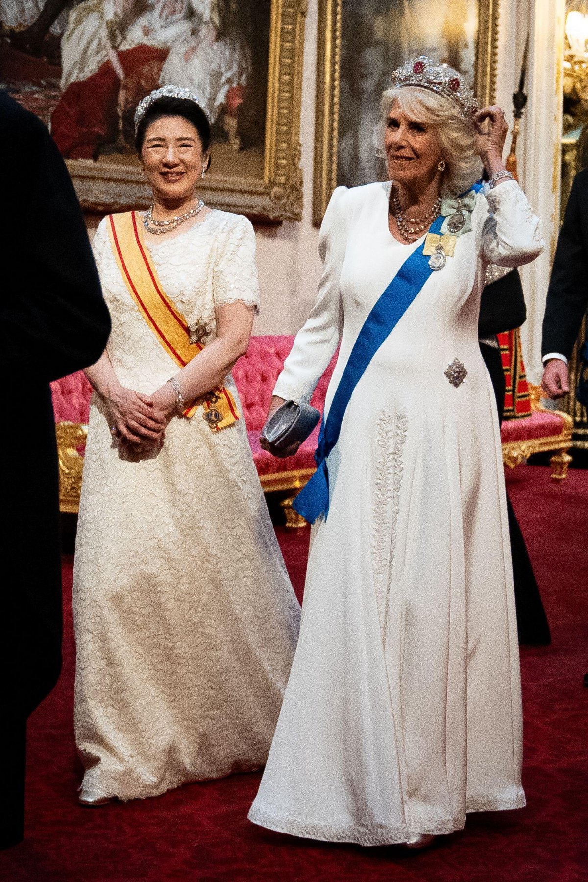 King Charles III and Queen Camilla host a state banquet for the visiting Emperor and Empress of Japan at Buckingham Palace on June 25, 2024 (Aaron Chown/PA Images/Alamy)