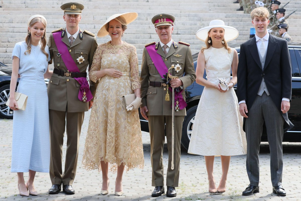 The King and Queen of the Belgians, with their children, attend a Te Deum mass during National Day celebrations in Brussels on July 21, 2026 (BENOIT DOPPAGNE/Belga News Agency/Alamy)