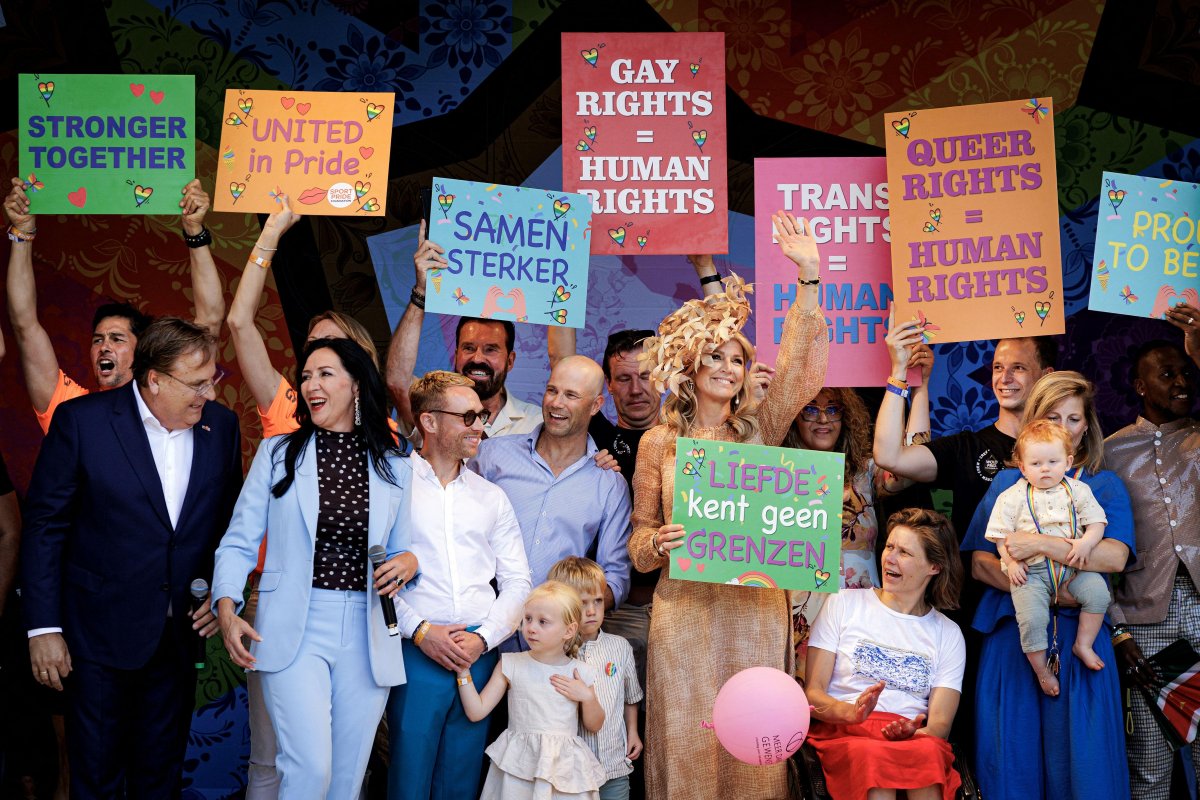 The Queen of the Netherlands opens WorldPride 2026 at Vondelpark in Amsterdam on July 24, 2026 (RAMON VAN FLYMEN/ANP/Alamy)