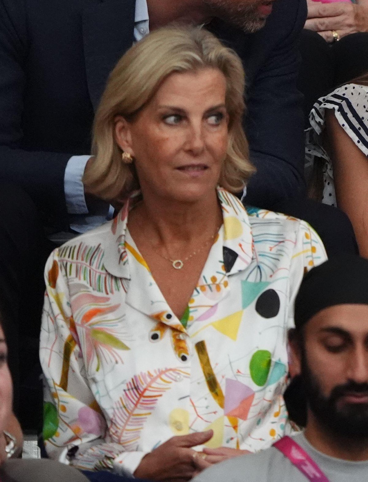 The Duchess of Edinburgh watches cycling at the Sir Chris Hoy Velodrome during the Commonwealth Games in Glasgow on August 1, 2026 (Andrew Milligan/PA Images/Alamy)