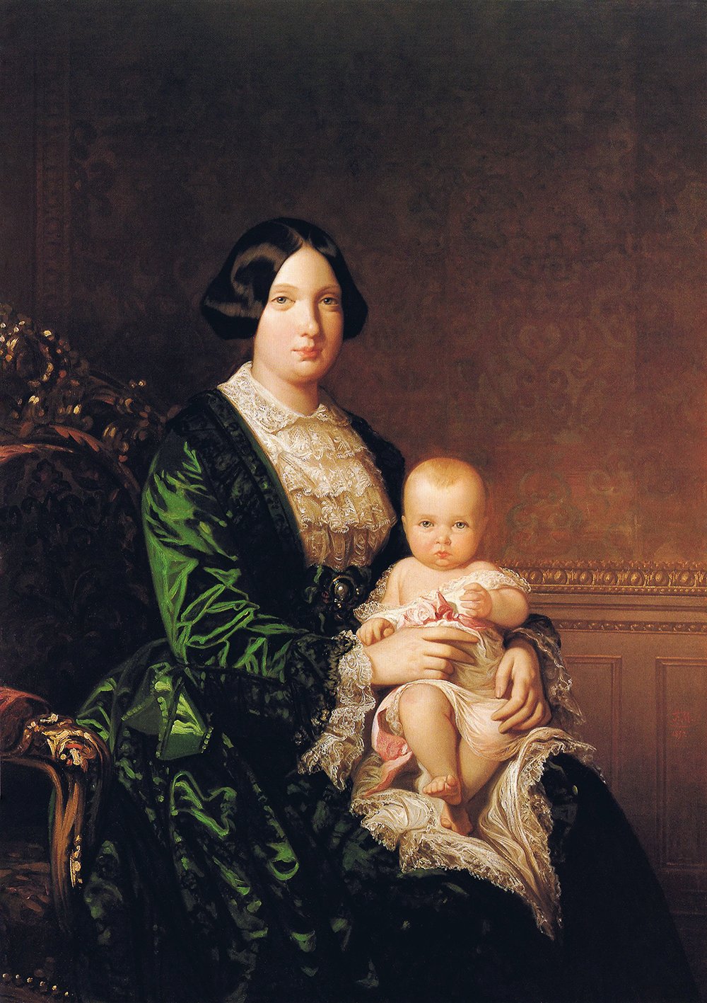 Federico de Madrazo y Kuntz's portrait of Queen Isabel II of Spain and her daughter, Infanta Isabel, 1852 (Wikimedia Commons)