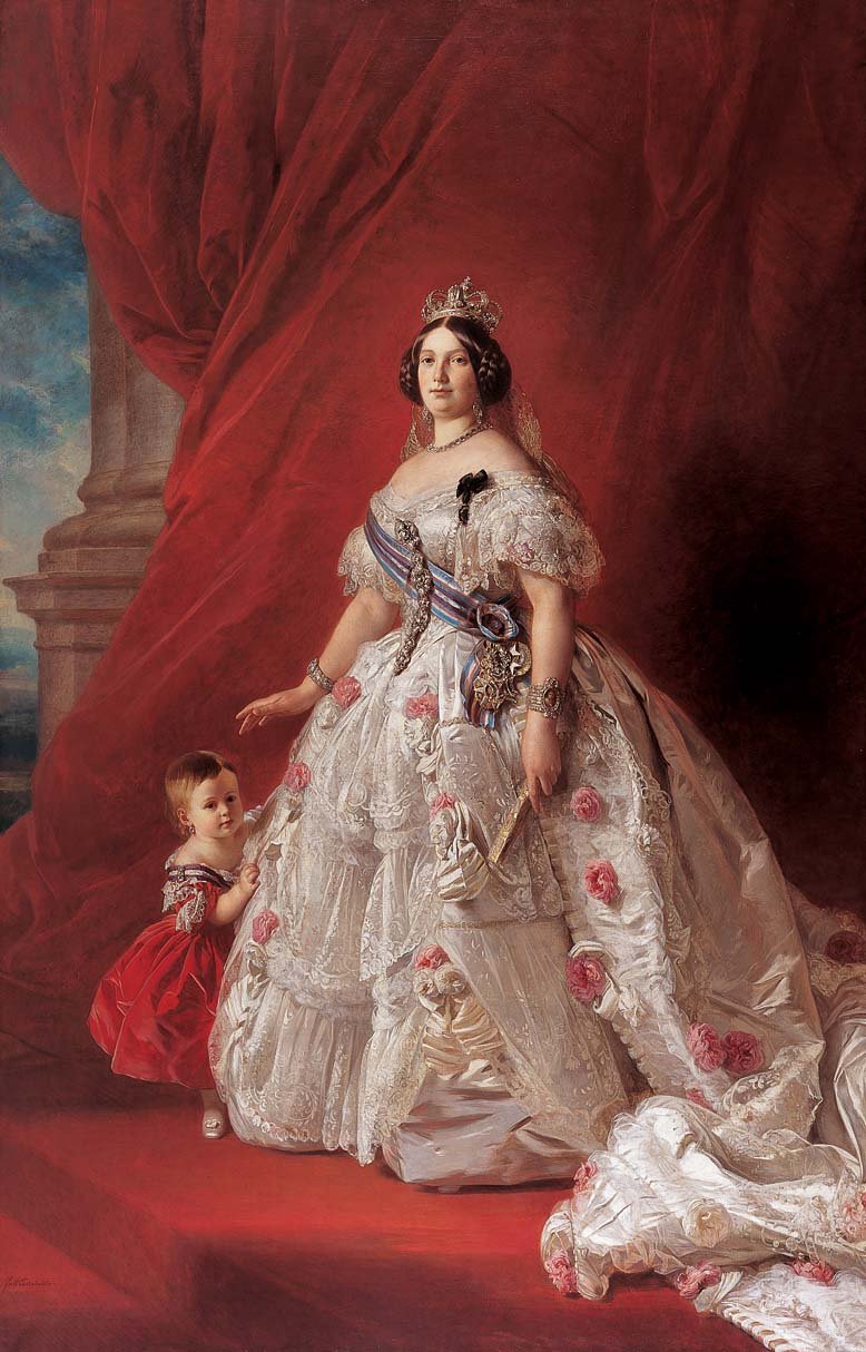 Franz Xaver Winterhalter's portrait of Queen Isabel II of Spain and her daughter, Infanta Isabel, 1852 (Royal Palace of Madrid)