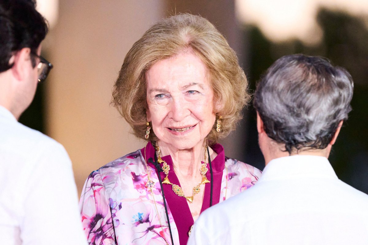 Queen Sofia of Spain attends a dinner for local authorities at at Marivent Palace in Palma on August 4, 2026 (Jack Abuin/Zuma Press/Alamy)