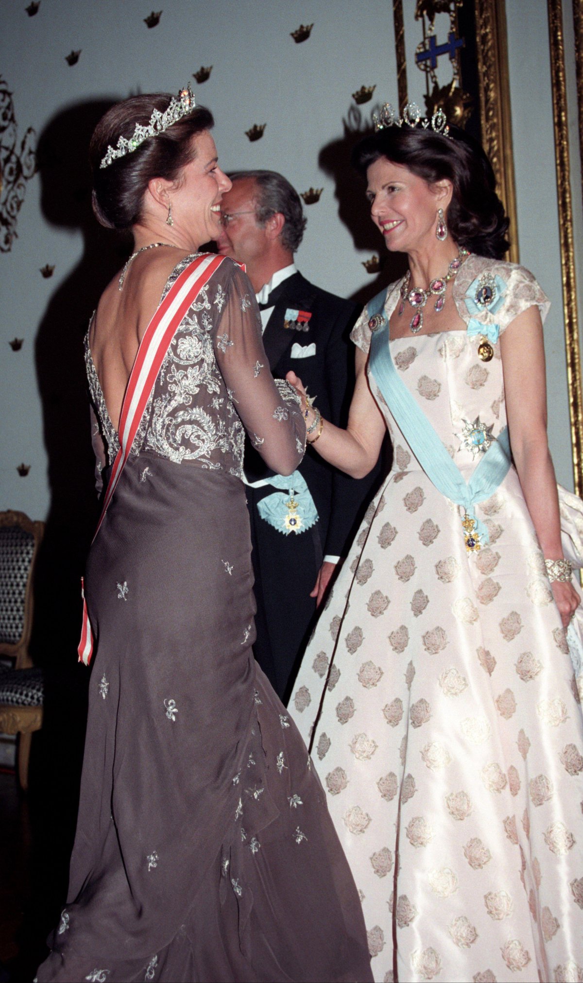 Princess Caroline of Monaco attends a gala dinner celebrating the King of Sweden's 50th birthday in Stockholm on April 30, 1996 (Bjørn Sigurdsøn/NTB/Alamy)