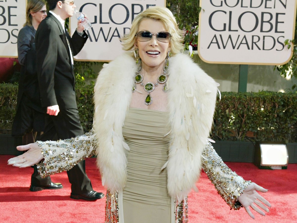 Joan Rivers attends the Golden Globes ceremony at the Beverly Hilton Hotel on January 25, 2004 (Carlo Allegri/Getty Images)