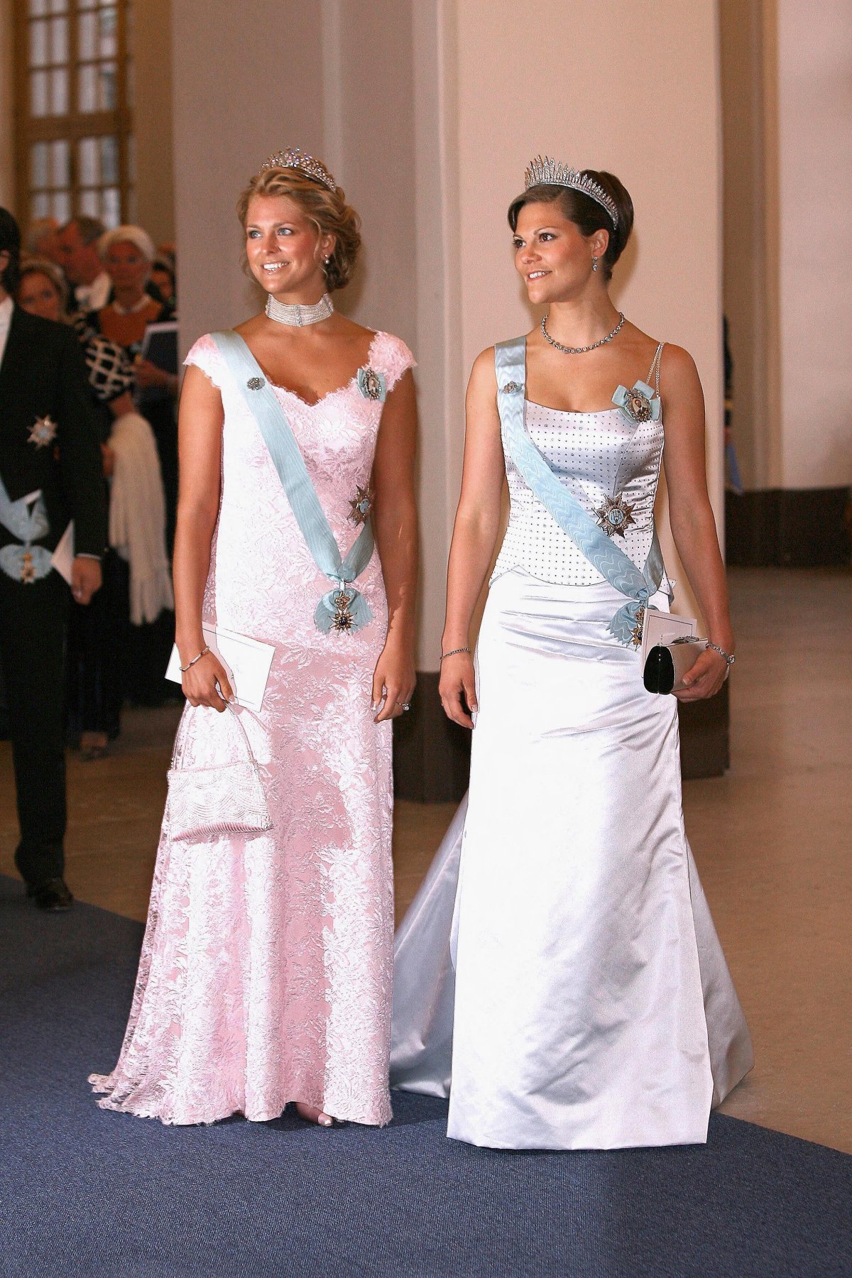Princess Madeleine and Crown Princess Victoria of Sweden attend a gala dinner celebrating their father's 60th birthday on April 30, 2006 (Abaca Press/Alamy)