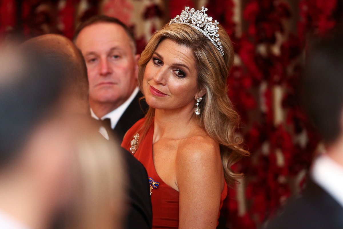 The Queen of the Netherlands attends a state dinner at Government House in Wellington, New Zealand, on November 7, 2016 (Hagen Hopkins/Getty Images)