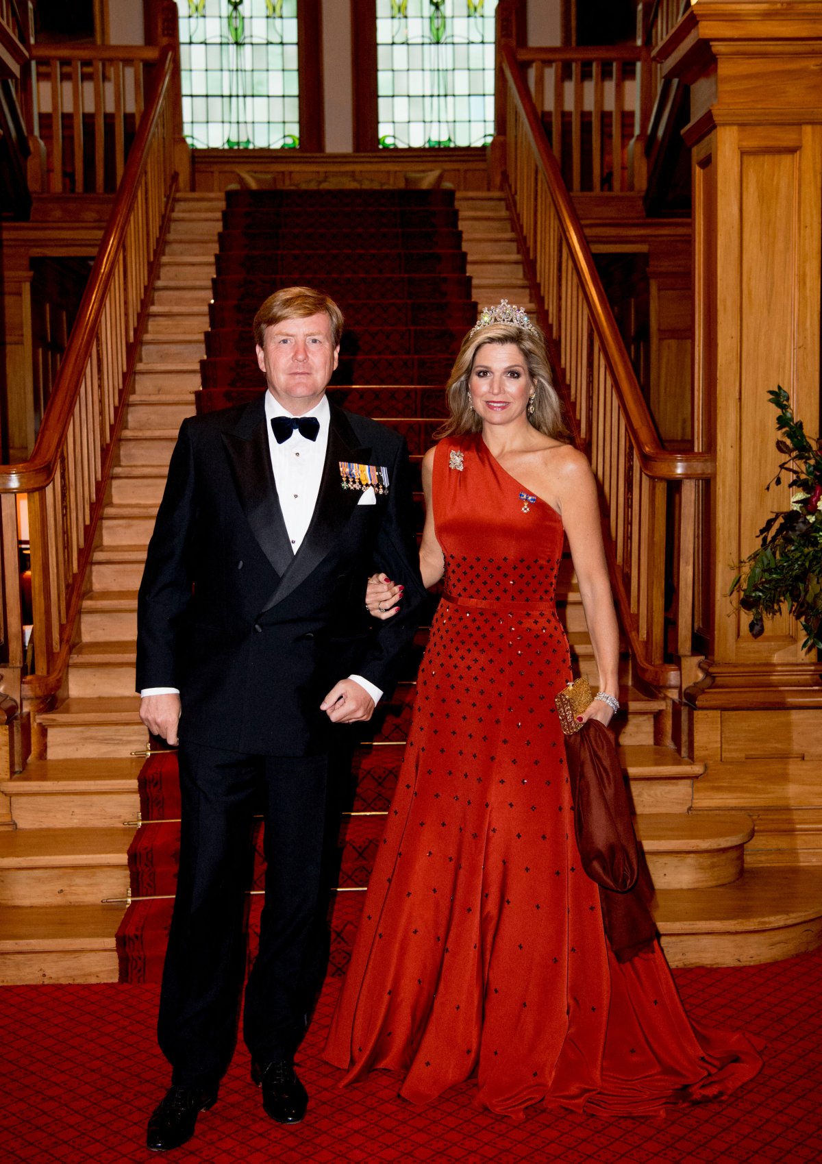 The King and Queen of the Netherlands attend a state dinner at Government House in Wellington, New Zealand, on November 7, 2016 (Patrick van Katwijk/DPA Picture Alliance/Alamy)