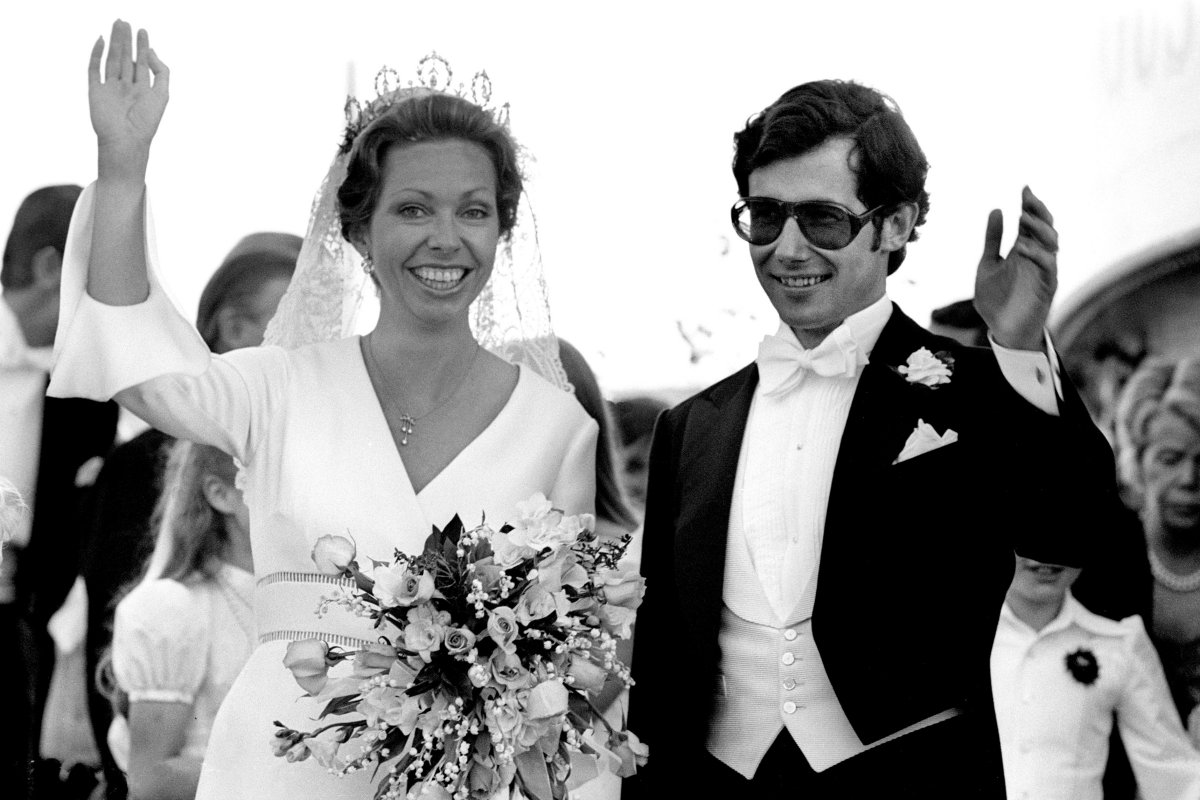 Princess Christina of Sweden and Tord Magnuson are pictured on their wedding day in Stockholm, June 15, 1974 (Roger Tillberg/Alamy)