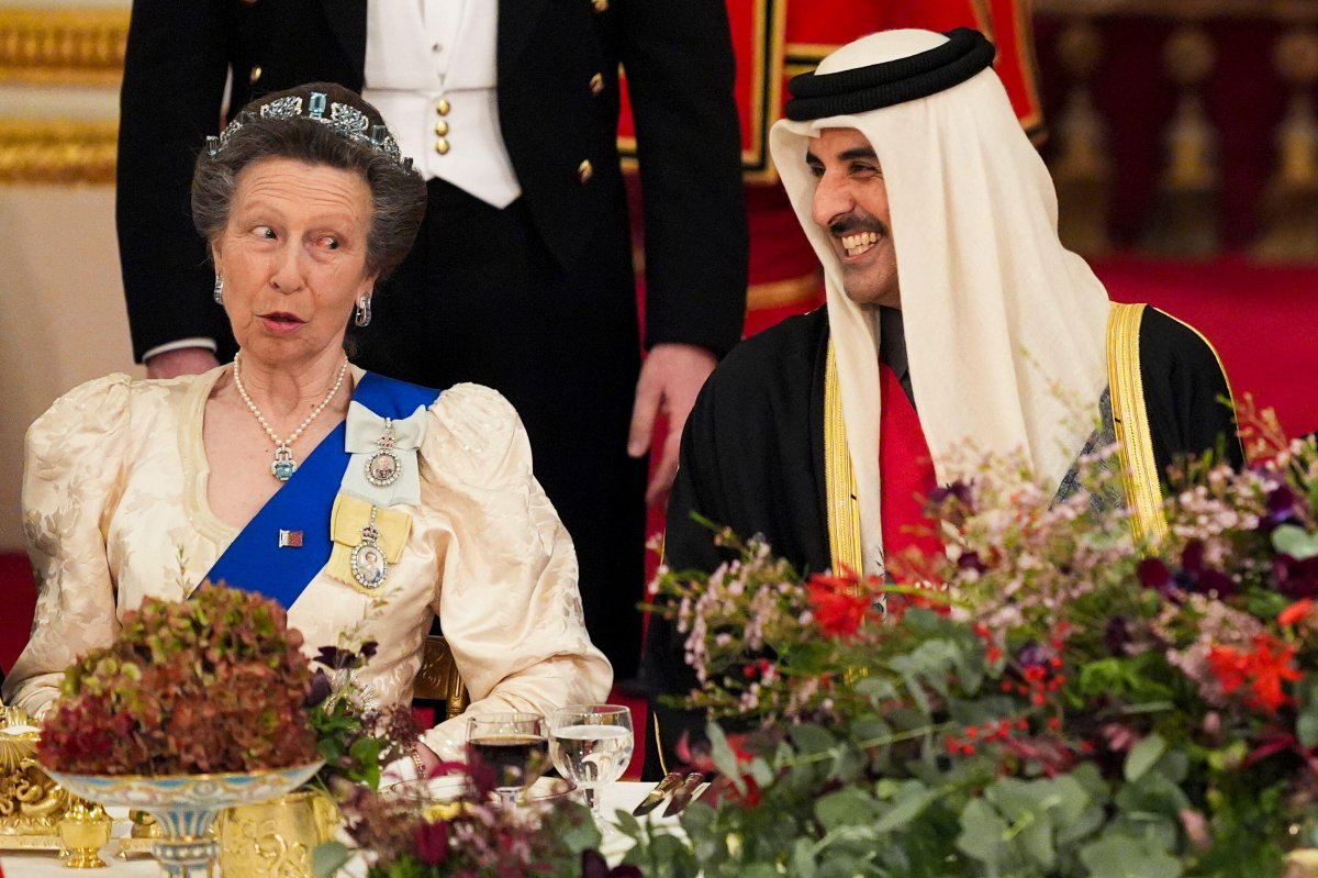 The Princess Royal attends a state banquet in honor of the Emir of Qatar at Buckingham Palace in London on December 3, 2024 (Jordan Pettitt/PA Images/Alamy)