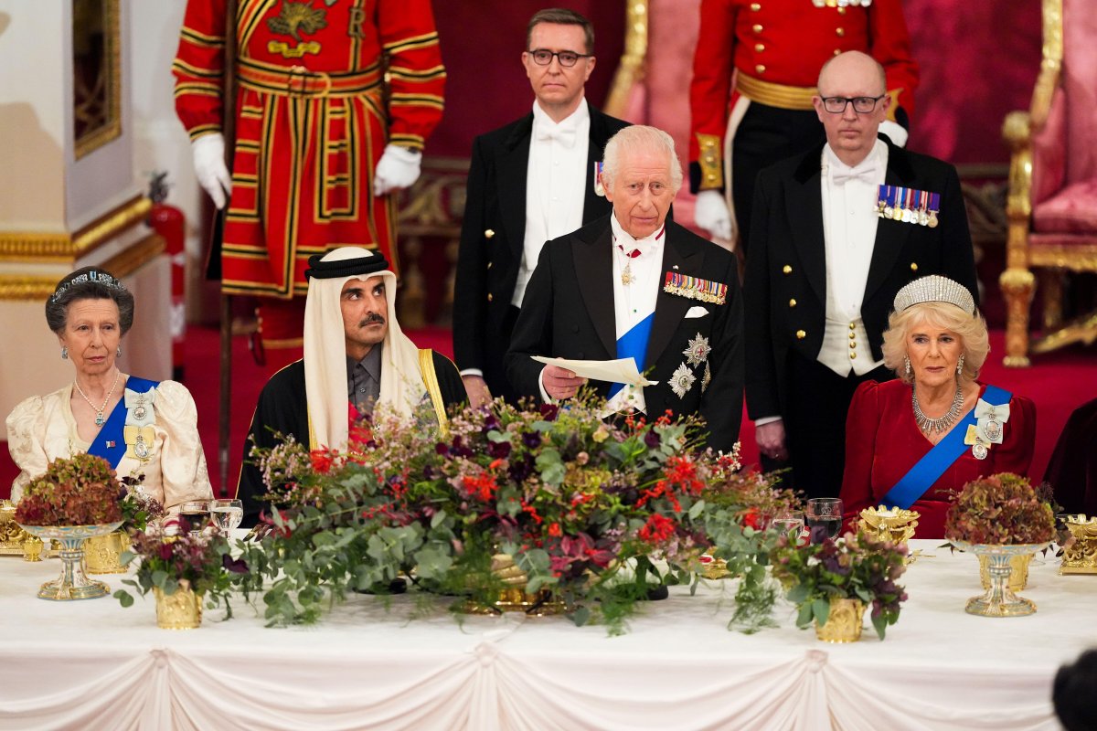 The Princess Royal attends a state banquet in honor of the Emir of Qatar at Buckingham Palace in London on December 3, 2024 (Jordan Pettitt/PA Images/Alamy)