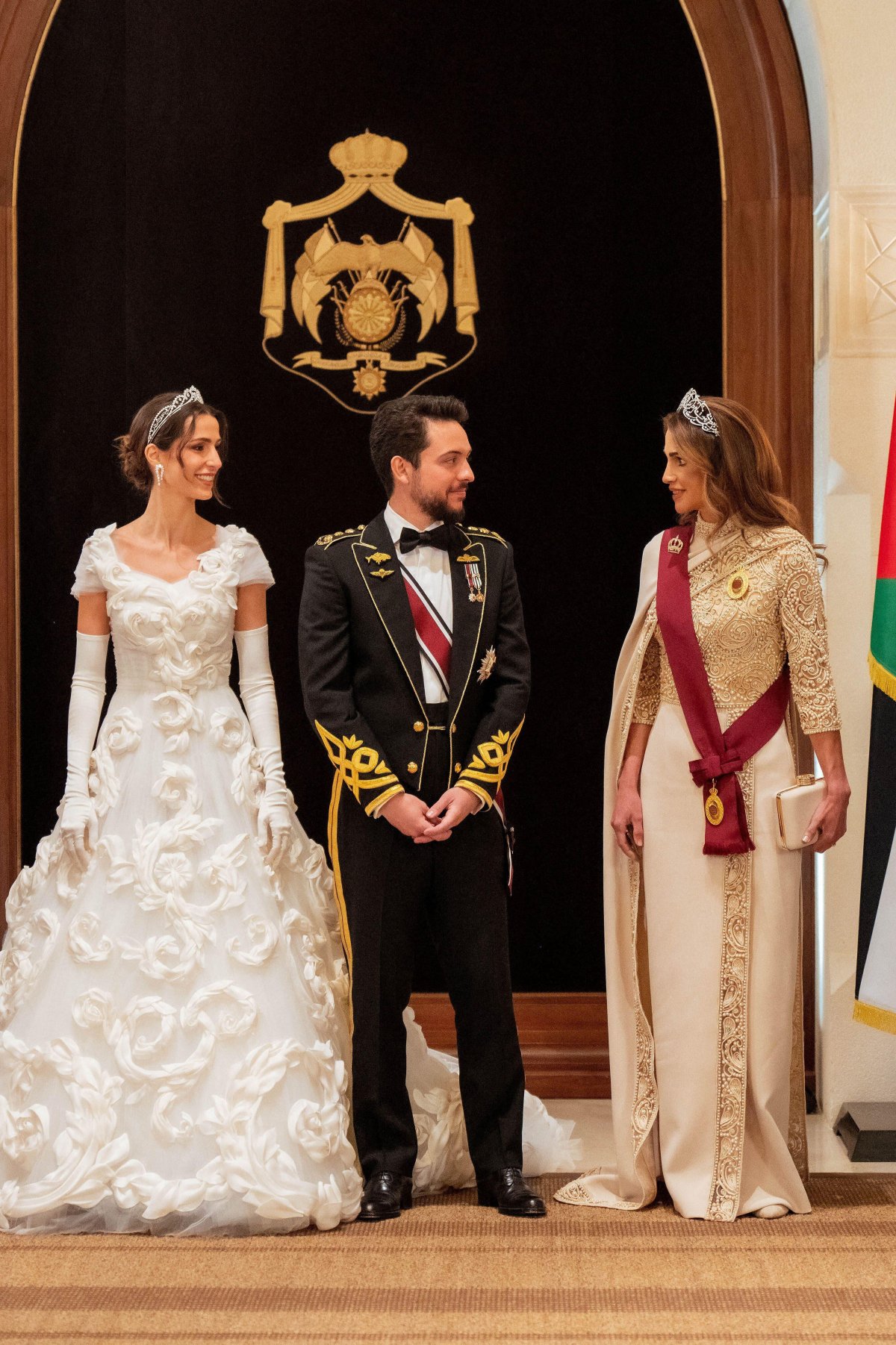 The Queen of Jordan attends a banquet on the evening of the wedding of her son, Crown Prince Hussein, and Princess Rajwa at Al Husseiniya Palace in Amman on June 1, 2023 (Balkis Press/Abaca Press/Alamy)