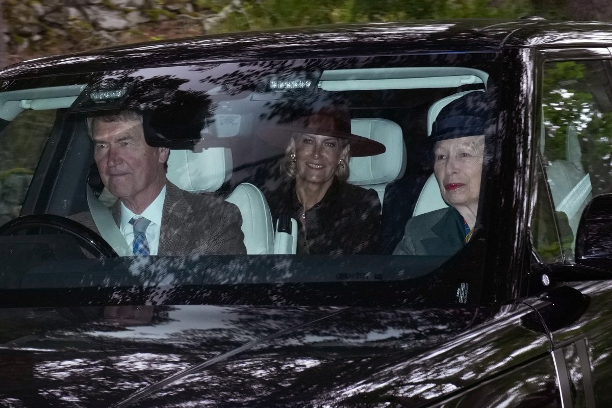 The Princess Royal and Sir Timothy Laurence, with the Duke and Duchess of Edinburgh, attend a service at Crathie Kirk near Balmoral Castle on August 23, 2026 (Peter Summers/Getty Images)
