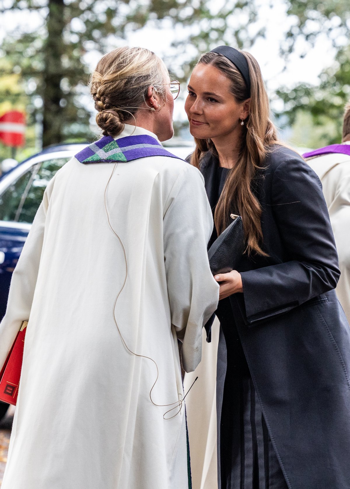 Crown Princess Ingrid Alexandra of Norway departs following a memorial service for King Harald V in Asker on August 30, 2026 (Per Ole Hagen/Getty Images)