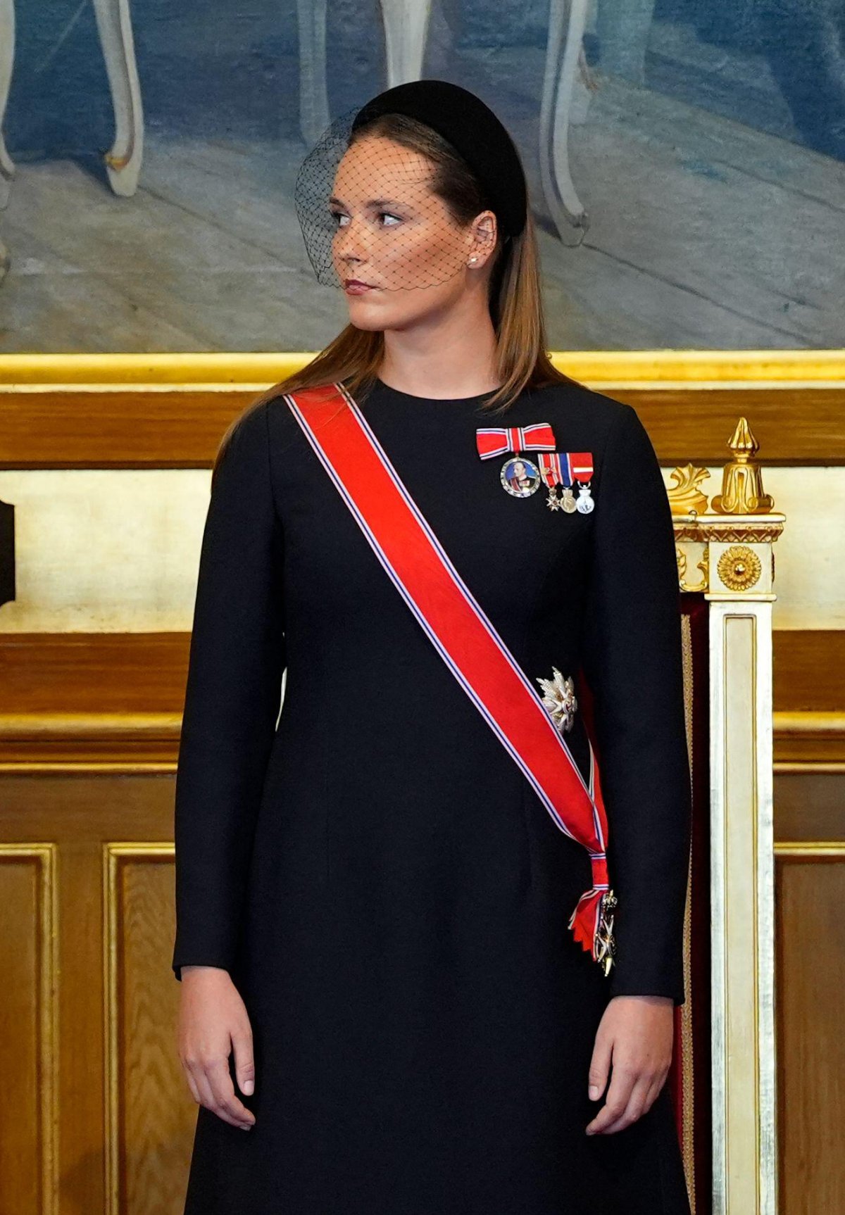 The King of Norway, with Crown Princess Ingrid Alexandra, Queen Sonja, and Prince Sverre Magnus, takes the oath according to the constitution at the Storting, Norway's parliament, in Oslo on September 1, 2026 (Lise Åserud/NTB/Alamy)