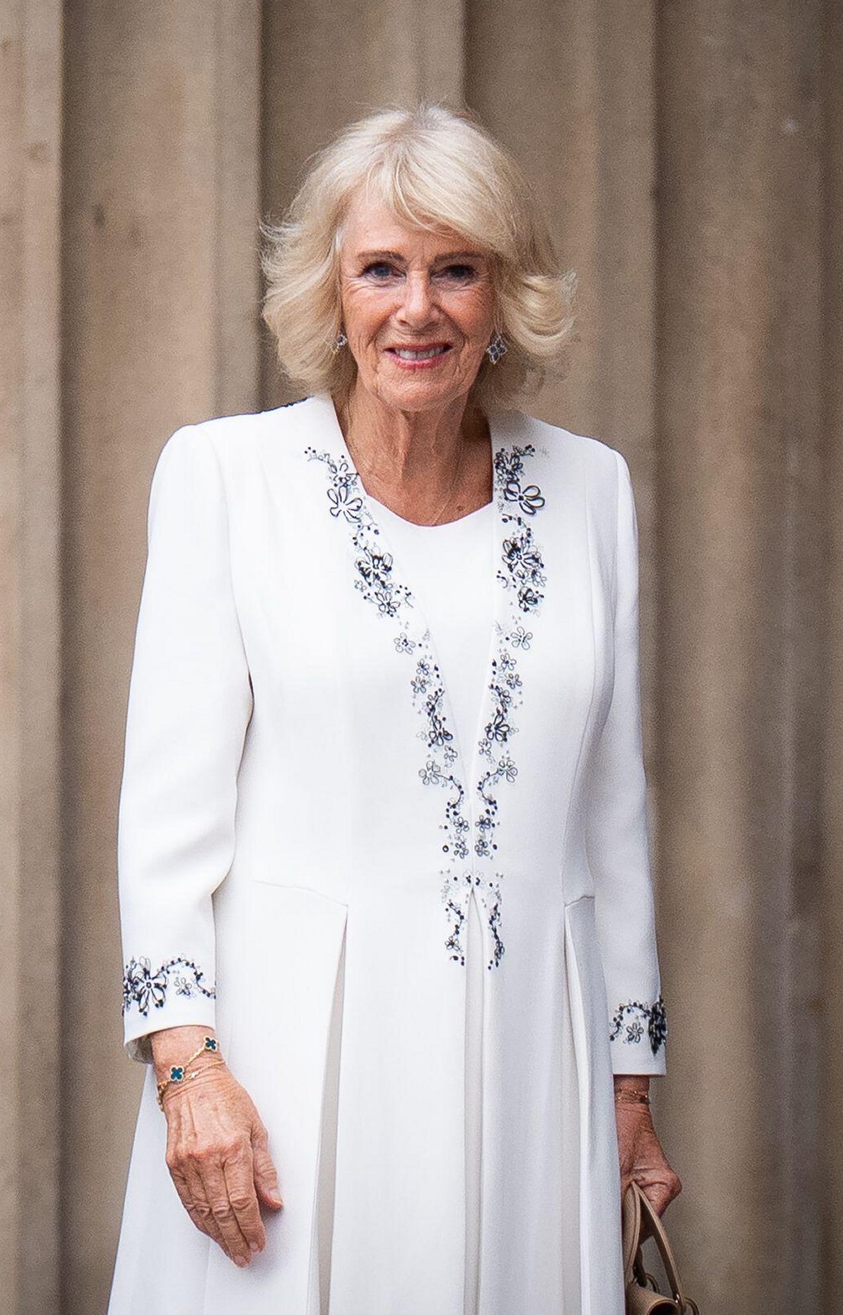 King Charles III and Queen Camilla, with President Emmanuel Macron and First Lady Brigitte Macron of France, visit the Bayeux Tapestry exhibition at the British Museum in London on September 2, 2026 (Aaron Chown/PA Images/Alamy)