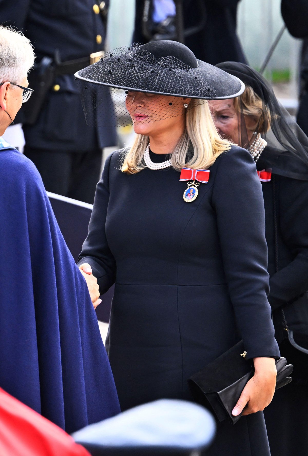 Queen Mette-Marit arrives for the funeral of King Harald V in Oslo on September 9, 2026 (Pontus Lundahl/TT News Agency/Alamy)