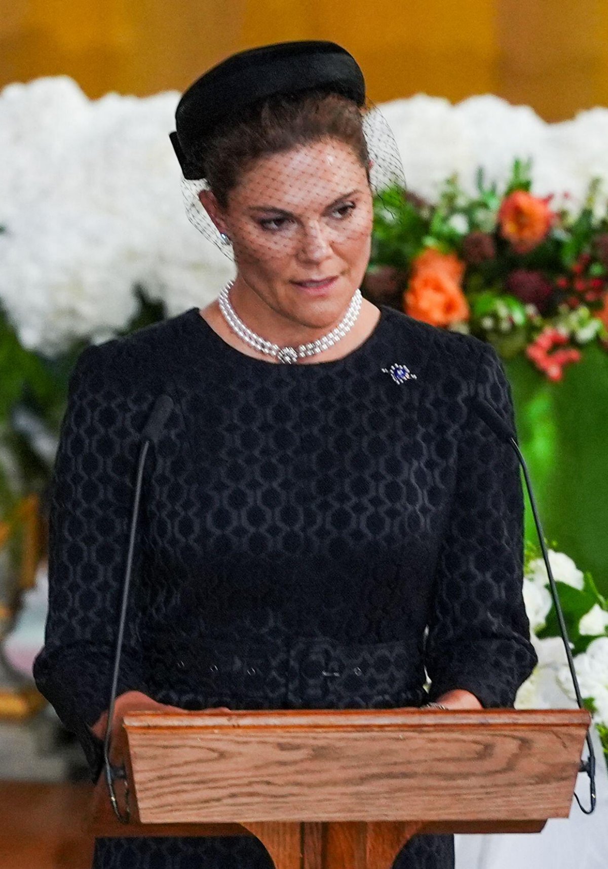 The Crown Princess of Sweden reads a prayer during the funeral of King Harald V of Norway in Oslo on September 9, 2026 (Lise Åserud/NTB/Alamy)