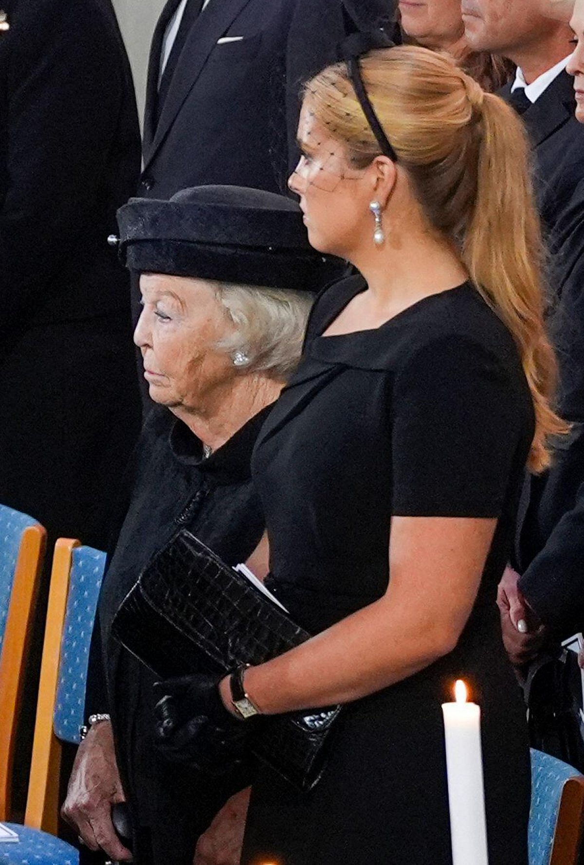 Princess Beatrix and the Princess of Orange attend the funeral of King Harald V of Norway in Oslo on September 9, 2026 (Lise Åserud/NTB/Alamy)