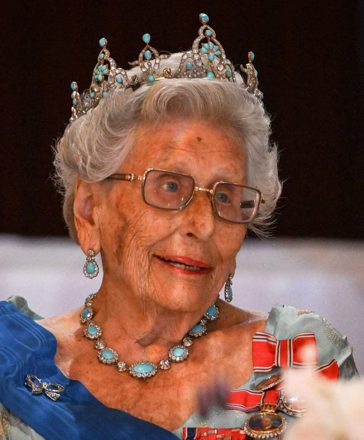 Princess Astrid attends the French gala dinner at the Royal Palace in Oslo on June 23, 2025 (Abdullah Firas/Abaca Press/Alamy)