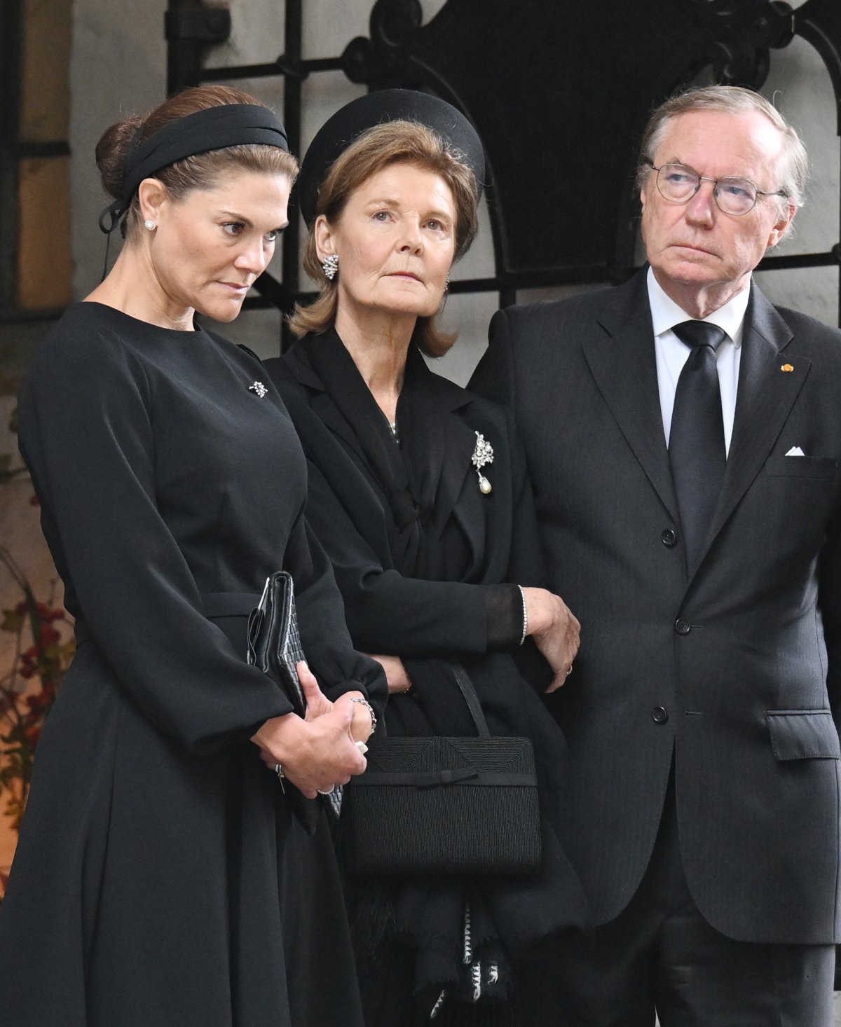 The Crown Princess of Sweden, Princess Margaretha of Liechtenstein, and Prince Jean of Luxembourg attend the funeral of Princess Astrid at Ris Church in Oslo on September 23, 2026 (Rune Hellestad/Getty Images)