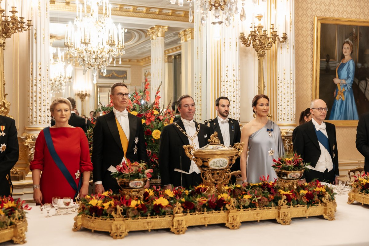 The Grand Duke and Grand Duchess of Luxembourg host a state banquet in honor of the visiting President and First Lady of Finland at the Grand Ducal Palace in Luxembourg on September 29, 2026 (Kary Barthelmey/Maison du Grand-Duc)