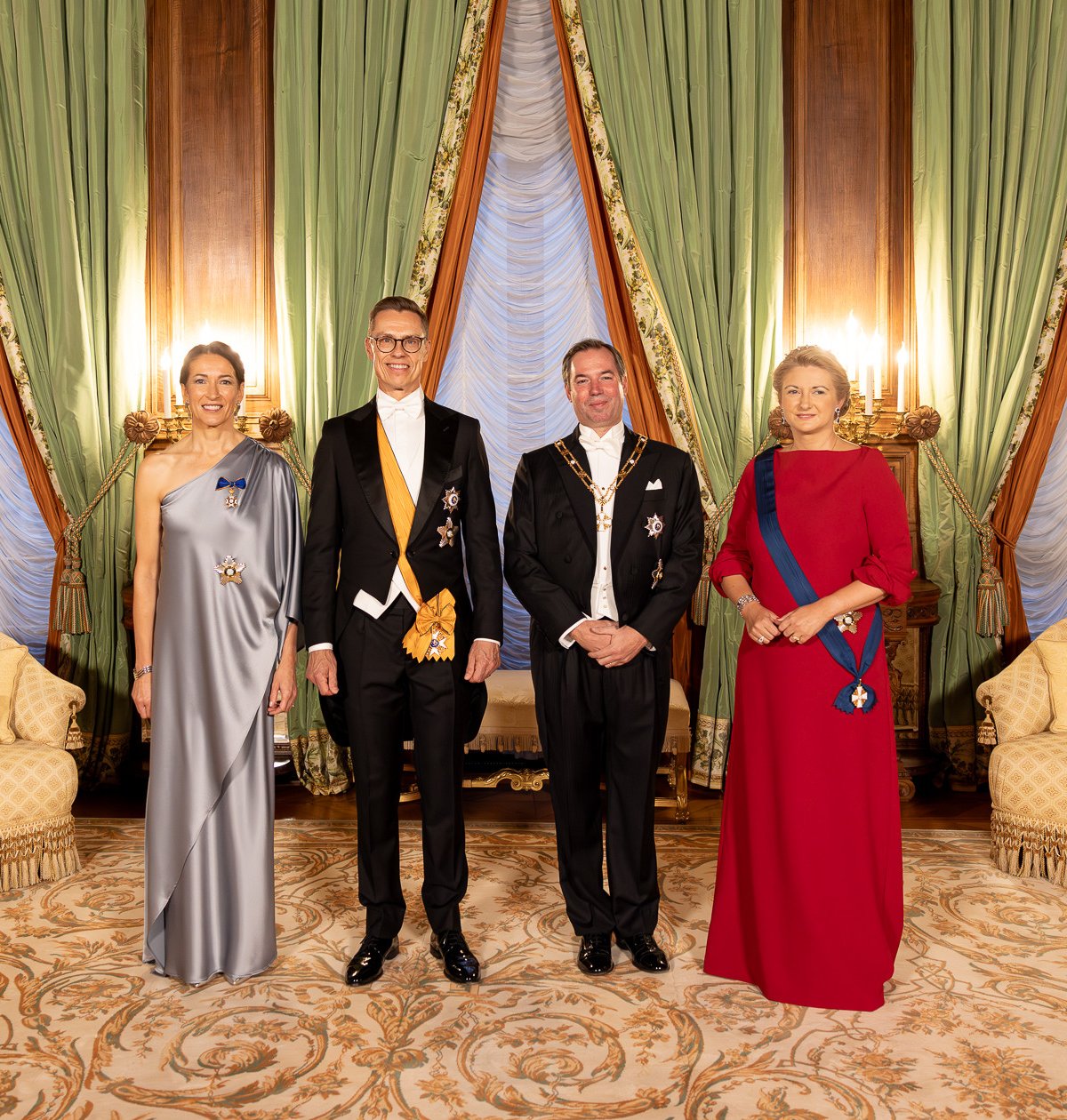The Grand Duke and Grand Duchess of Luxembourg host a state banquet in honor of the visiting President and First Lady of Finland at the Grand Ducal Palace in Luxembourg on September 29, 2026 (Kary Barthelmey/Maison du Grand-Duc)