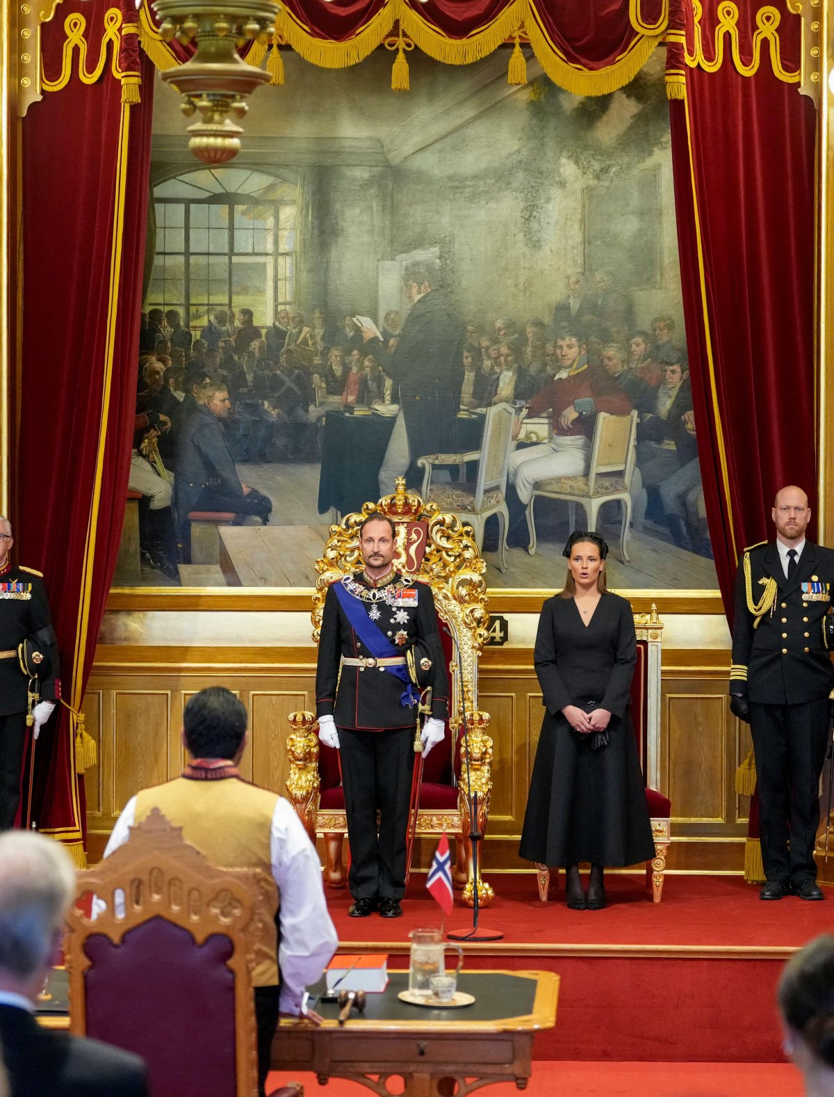 King Haakon VIII and Crown Princess Ingrid Alexandra of Norway attend the ceremonial opening of the 171st Storting in Oslo on October 2, 2026 (Ole Berg-Rusten/NTB/Alamy)