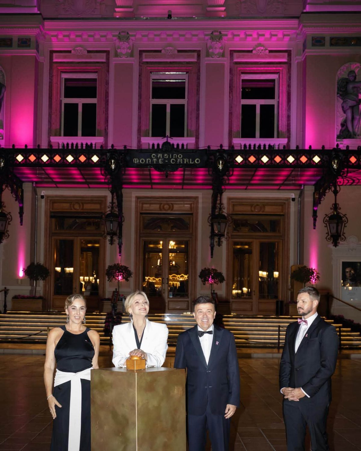 The Princess of Monaco lights up the Casino de Monte-Carlo Square for "Pink October" on October 3, 2026 (Frédéric Nebinger/Palais Princier de Monaco)