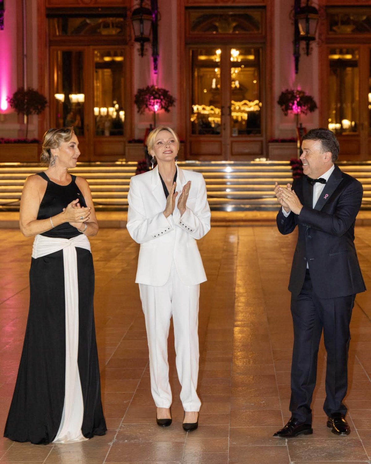 The Princess of Monaco lights up the Casino de Monte-Carlo Square for "Pink October" on October 3, 2026 (Frédéric Nebinger/Palais Princier de Monaco)