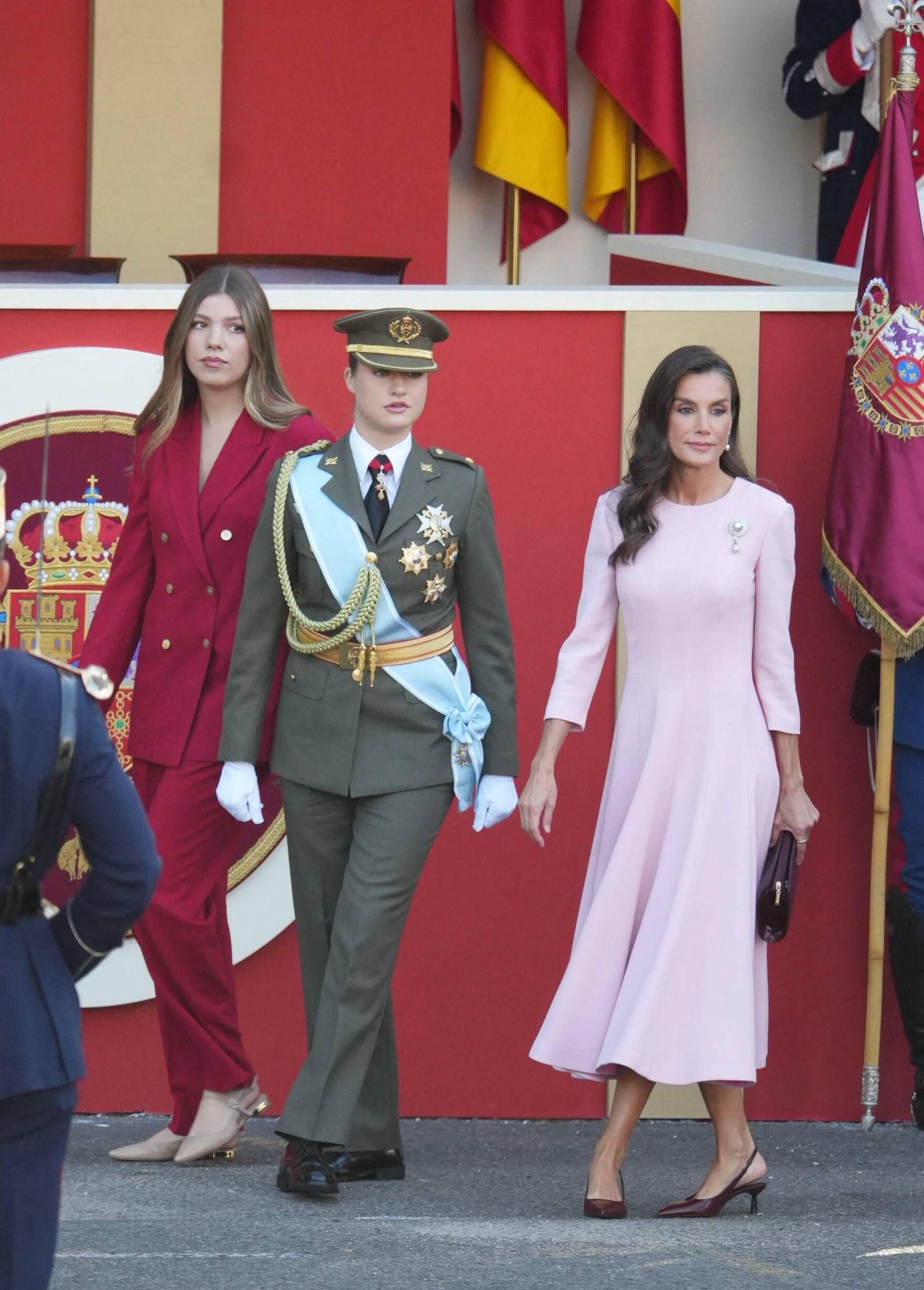 The King and Queen of Spain, with the Princess of Asturias and Infanta Sofia, attend the National Day military parade in Madrid on October 12, 2026 (Cordon Press/Alamy)