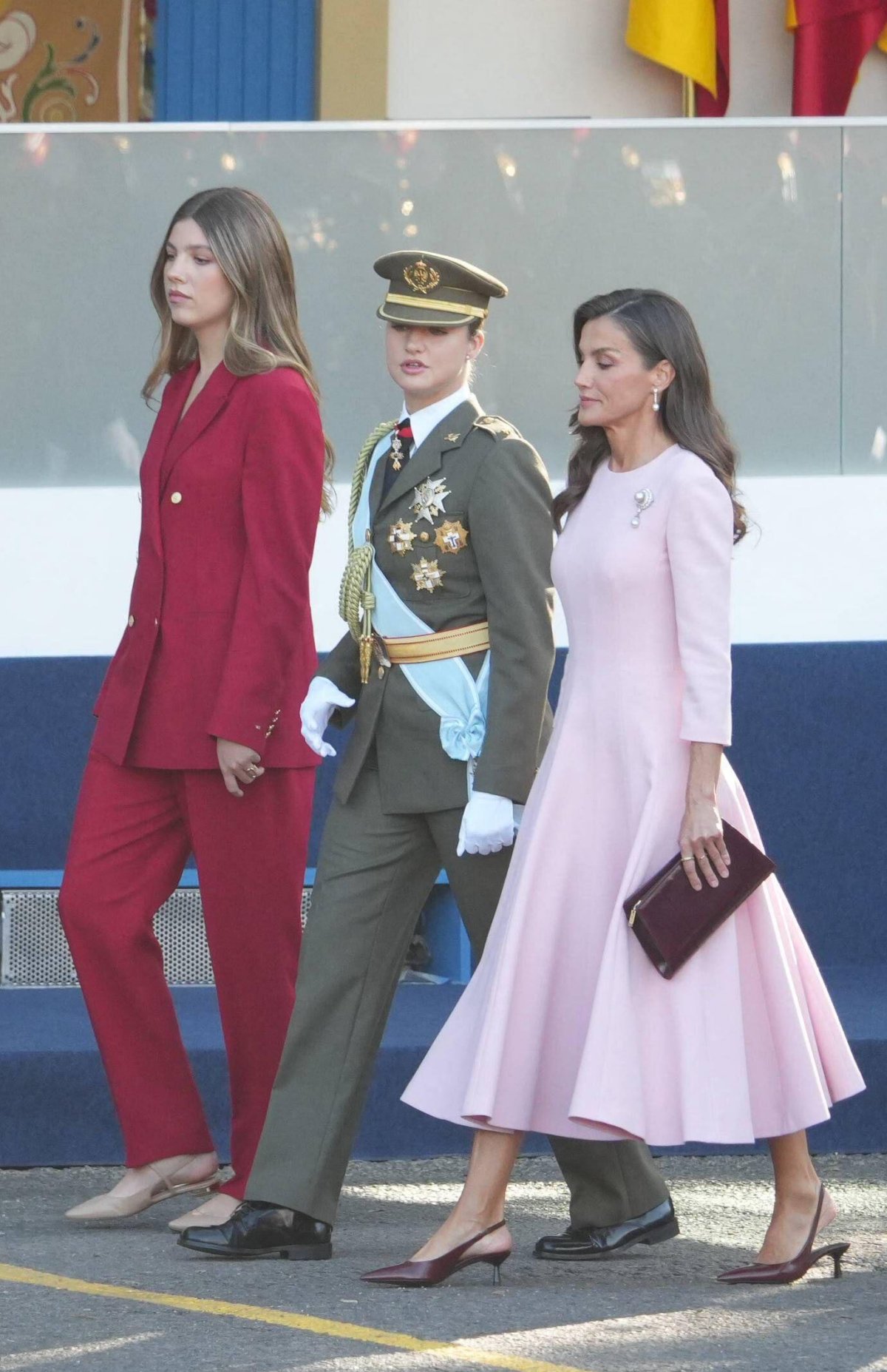 The King and Queen of Spain, with the Princess of Asturias and Infanta Sofia, attend the National Day military parade in Madrid on October 12, 2026 (Cordon Press/Alamy)